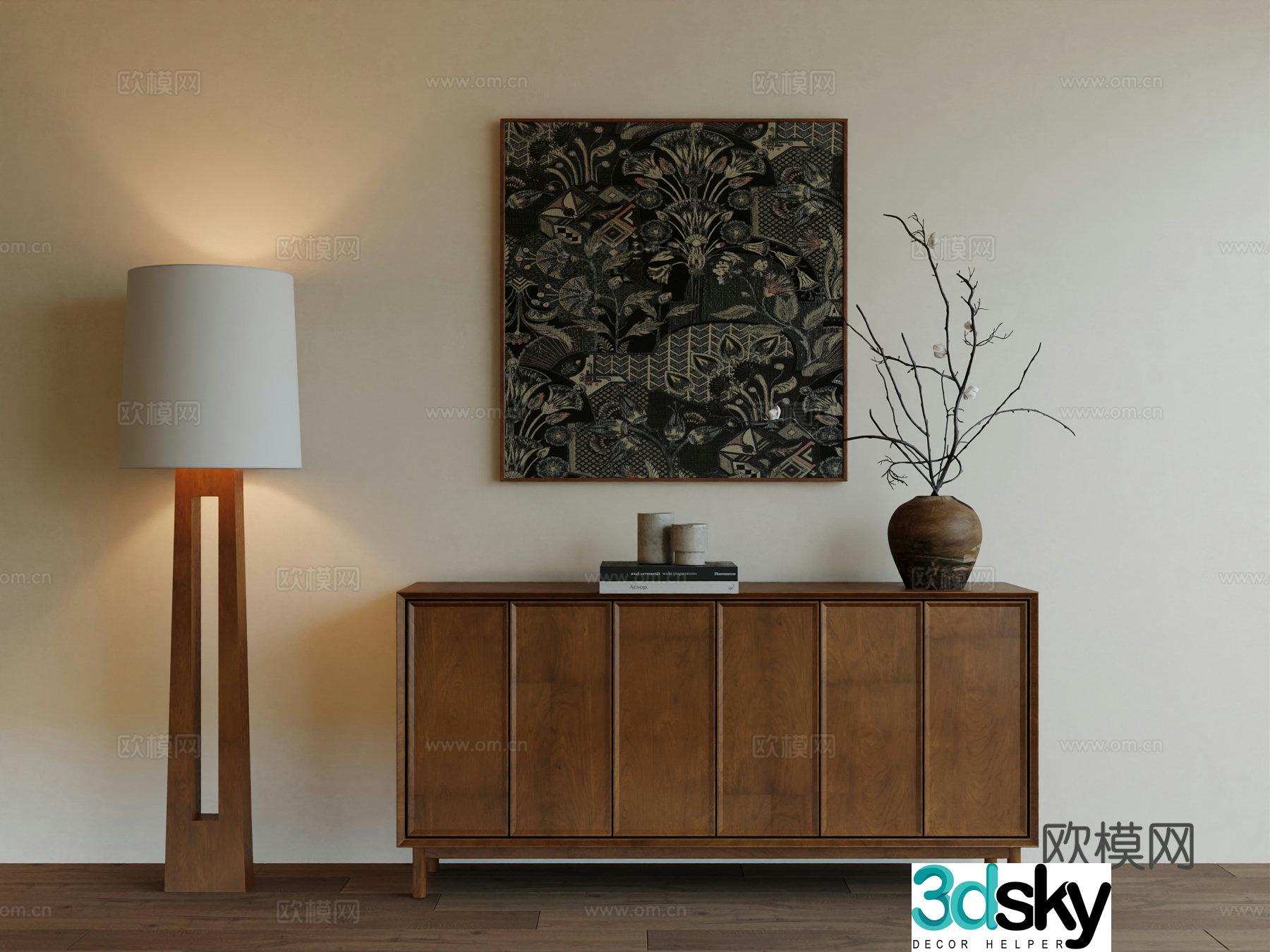 Middle Ages Wabi Retro Advanced Art Hanging Painting 3D Model