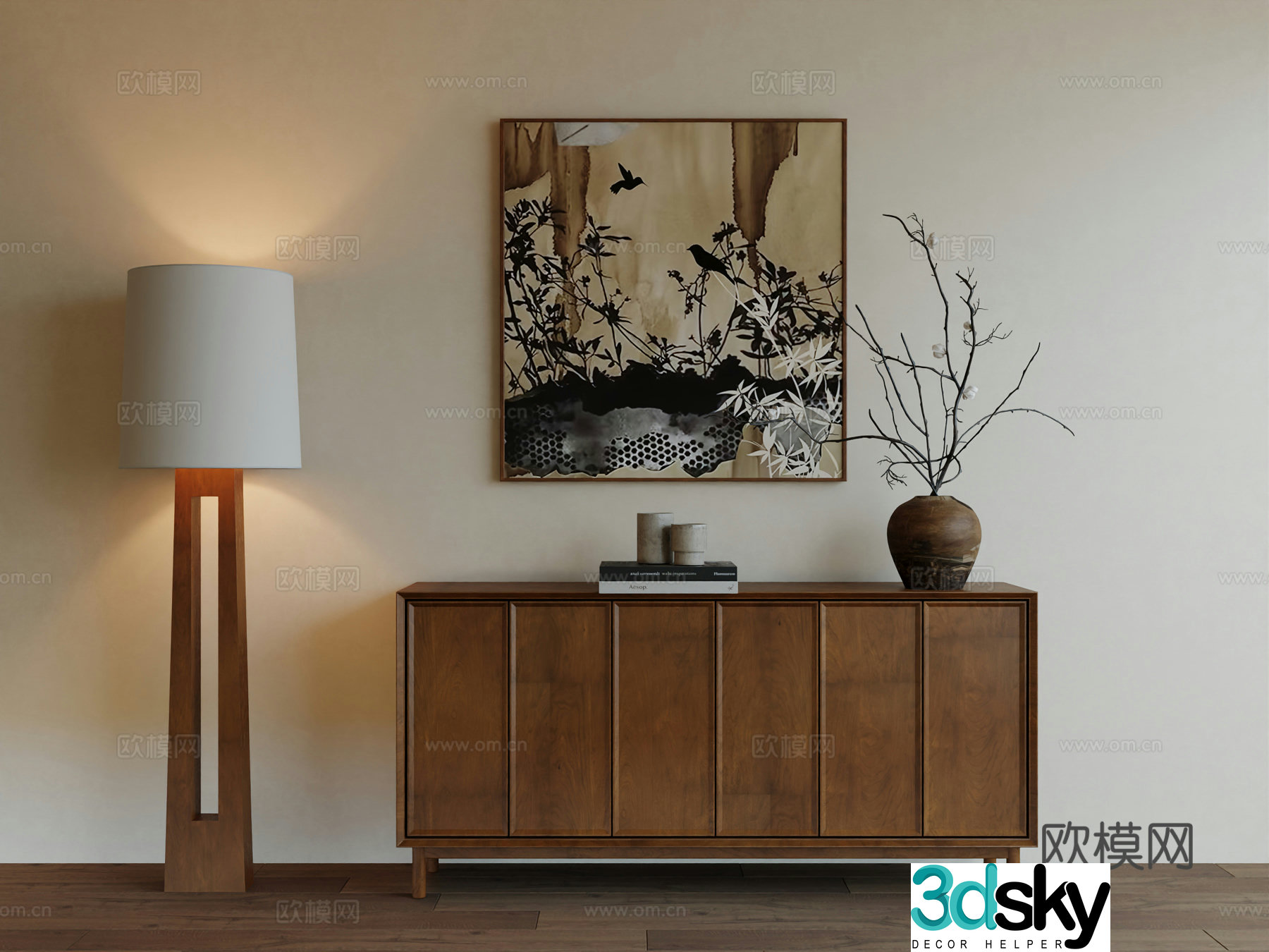 Middle Ages Wabi Retro Advanced Art Hanging Painting 3D Model
