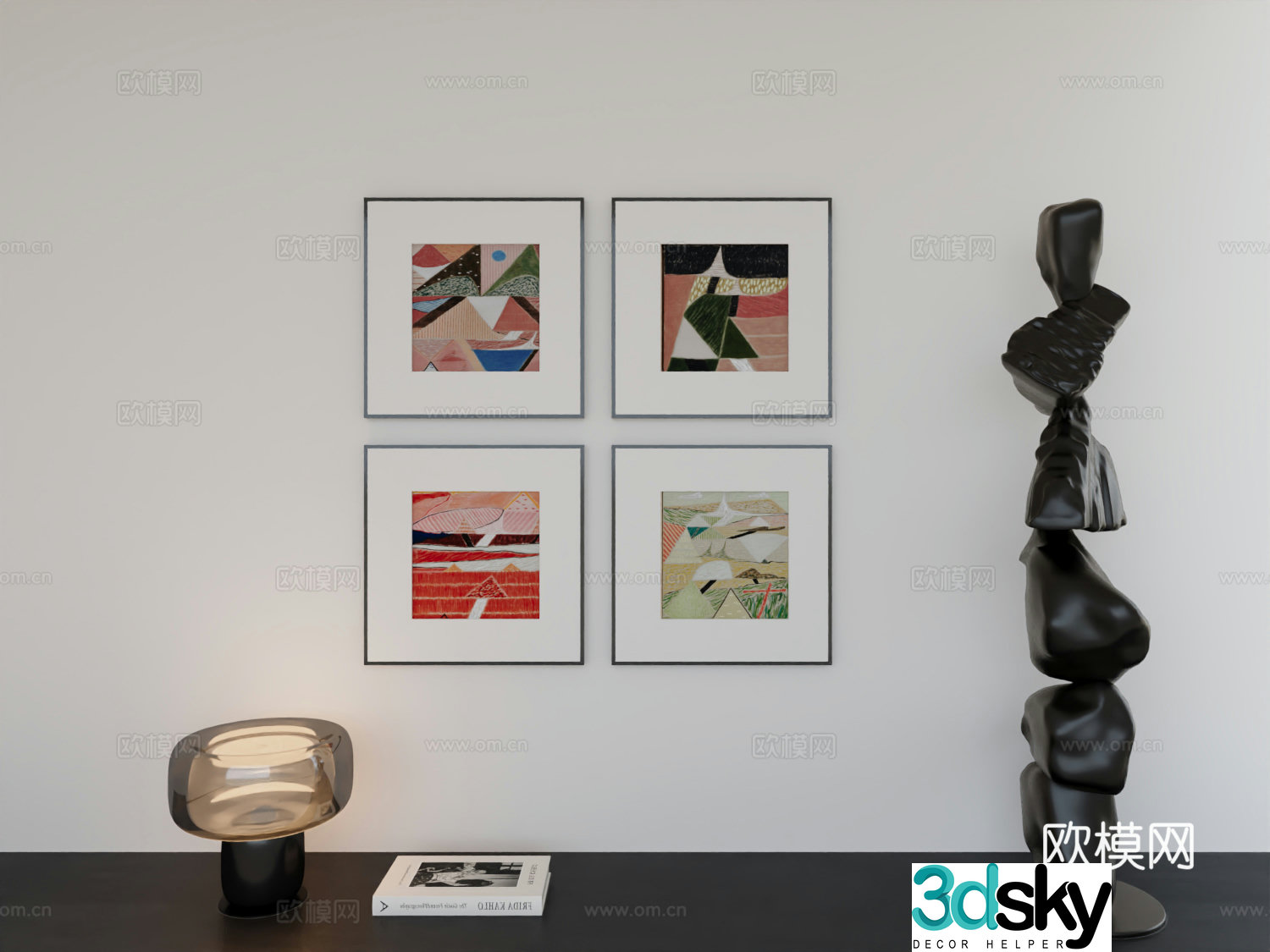 Modern minimalist hanging painting Bauhaus minimalist array hanging painting 3D model