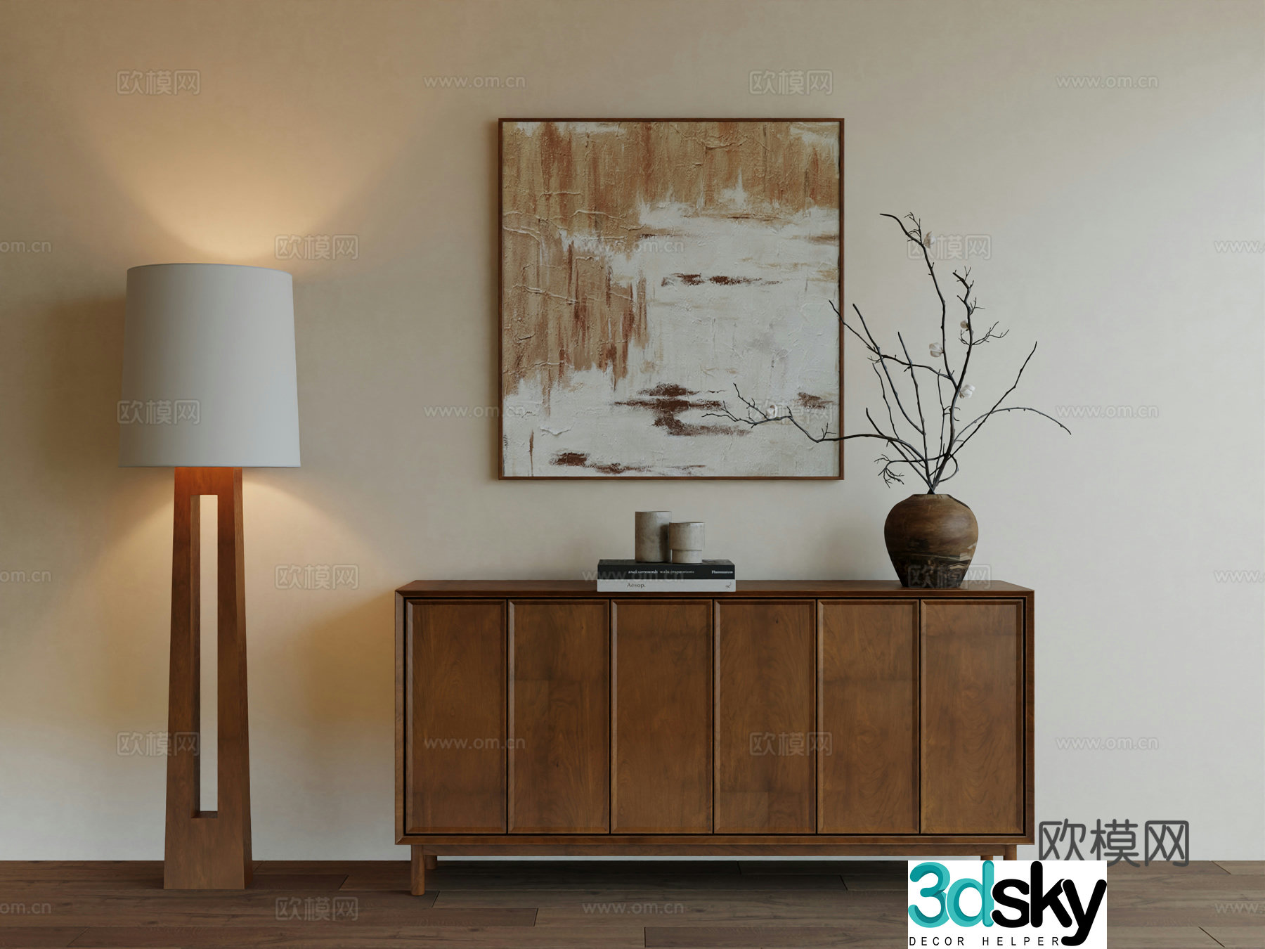 Middle Ages Wabi Retro Advanced Art Hanging Painting 3D Model
