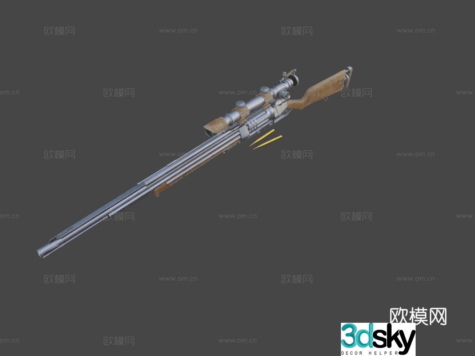 Western sniper rifle 3d model