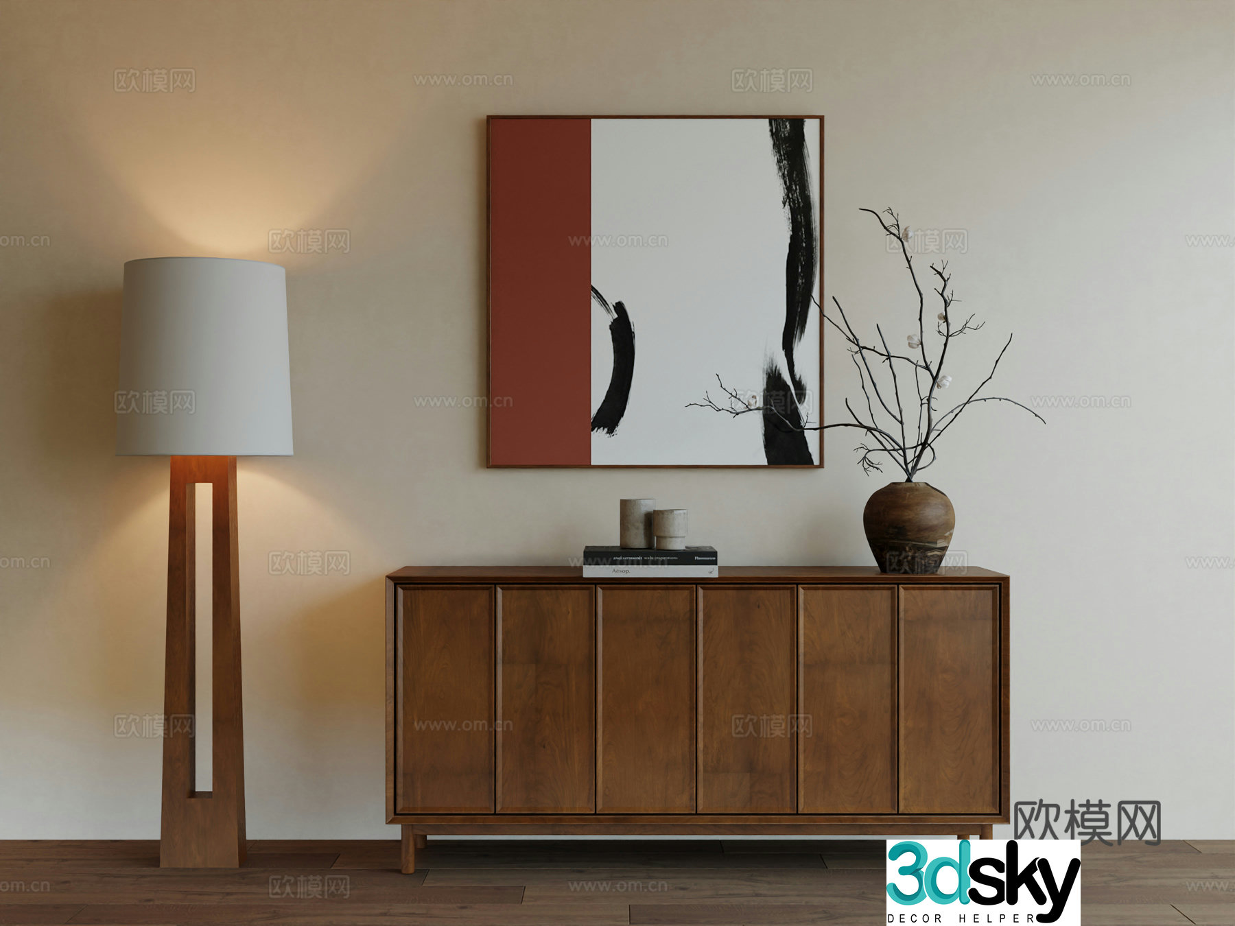 Middle Ages Wabi Retro Advanced Art Hanging Painting 3D Model