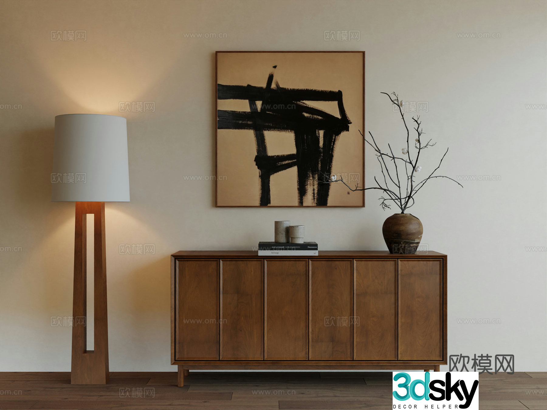 Middle Ages Wabi Retro Advanced Art Hanging Painting 3D Model