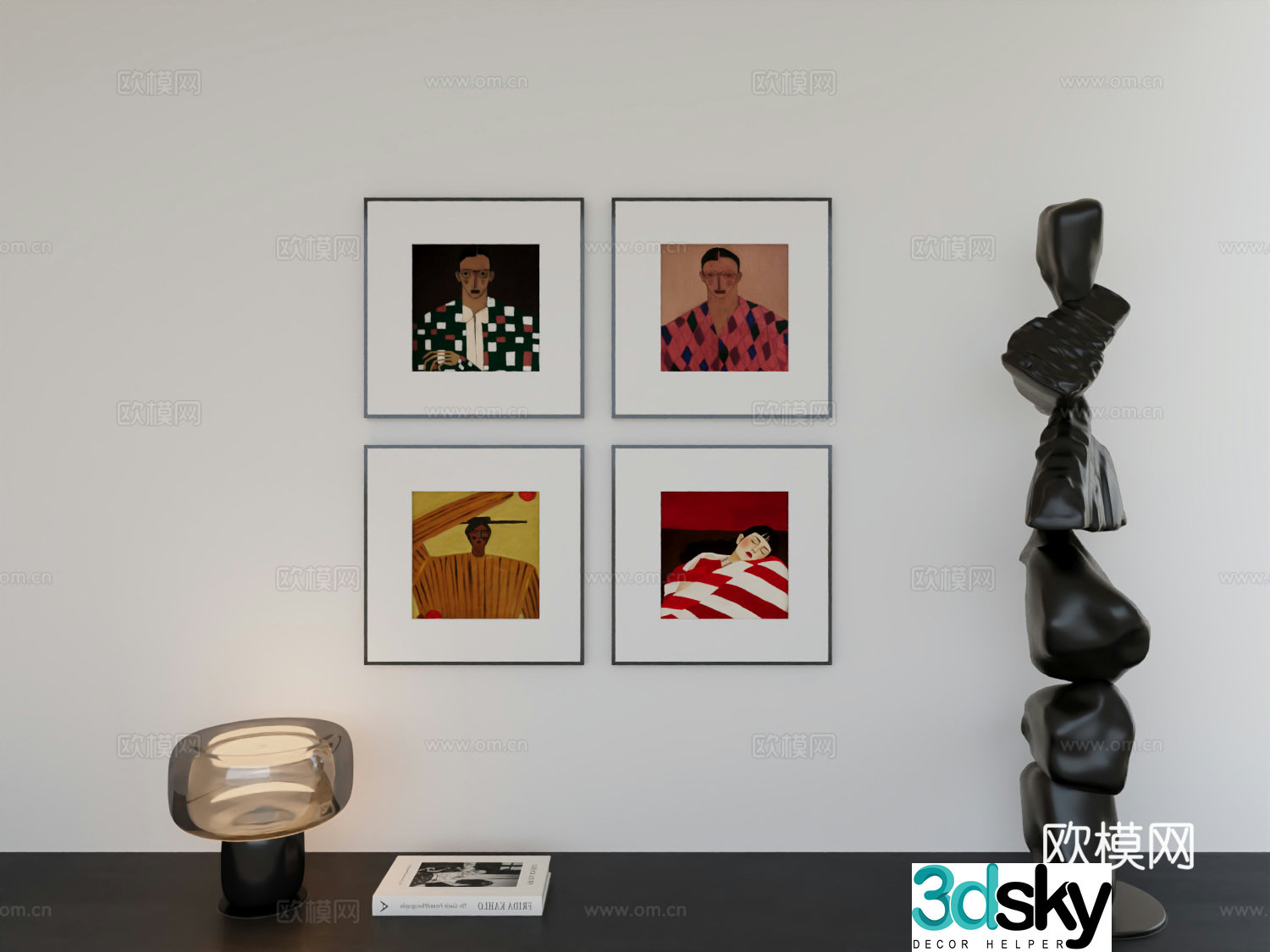 Modern minimalist hanging painting Bauhaus minimalist array hanging painting 3D model