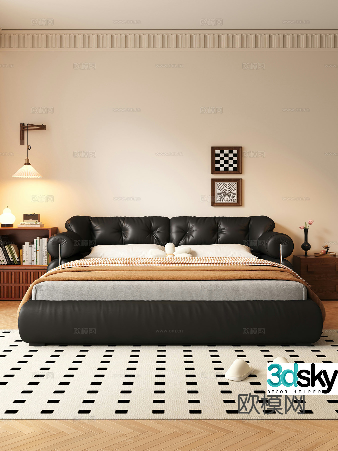 Middle-aged double bed 3D model