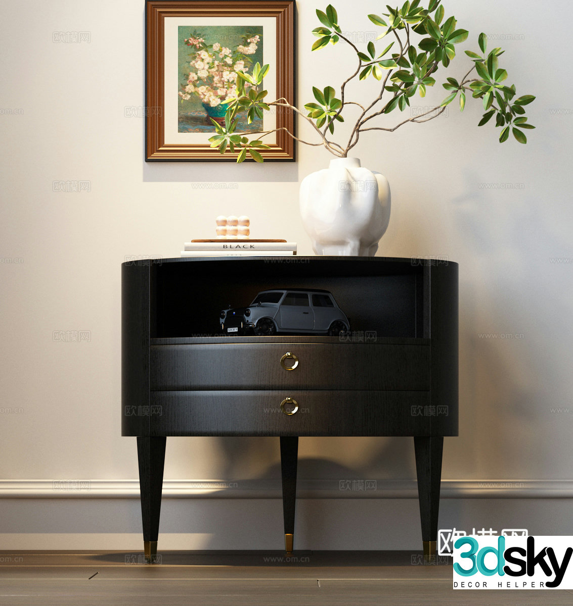 Side cabinet bedside table corner table modern Italian side cabinet Italian bedside table 3D model