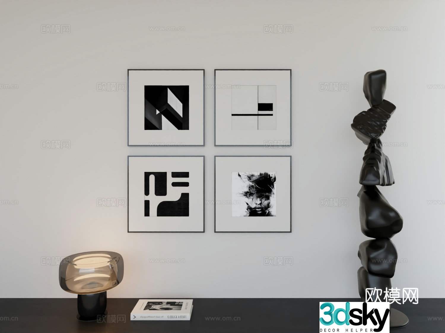 Modern minimalist hanging painting minimalist array hanging painting 3D model