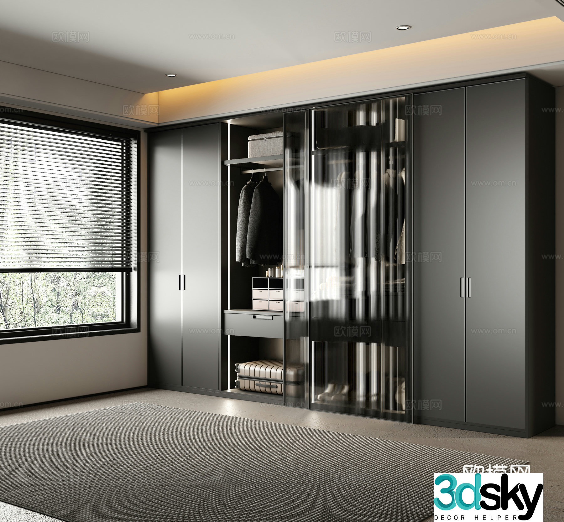 Italian minimalist wardrobe glass wardrobe finished wardrobe modern wardrobe door wardrobe 3d model