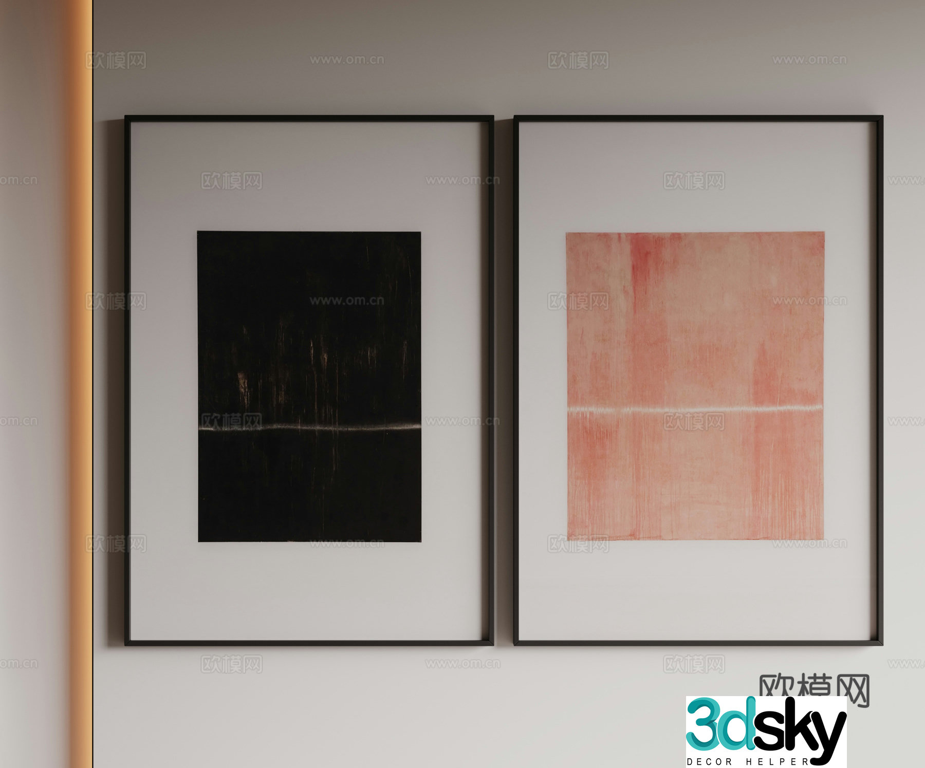 Modern minimalist decorative paintings Waviva medieval style hanging paintings cream style decoration paintings Italian style hanging paintings black and white 3D model