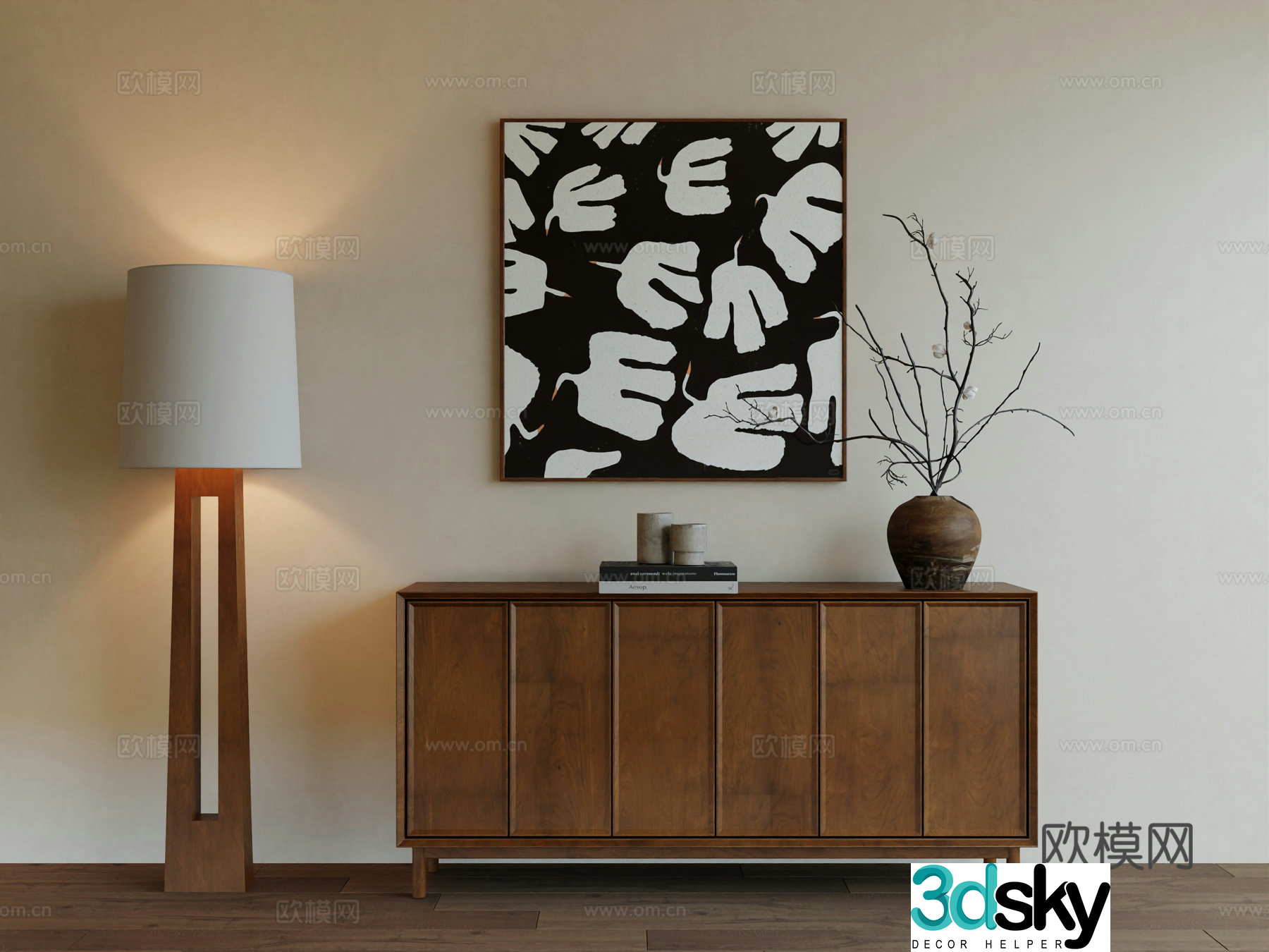 Middle Ages Wabi Retro Advanced Art Hanging Painting 3D Model