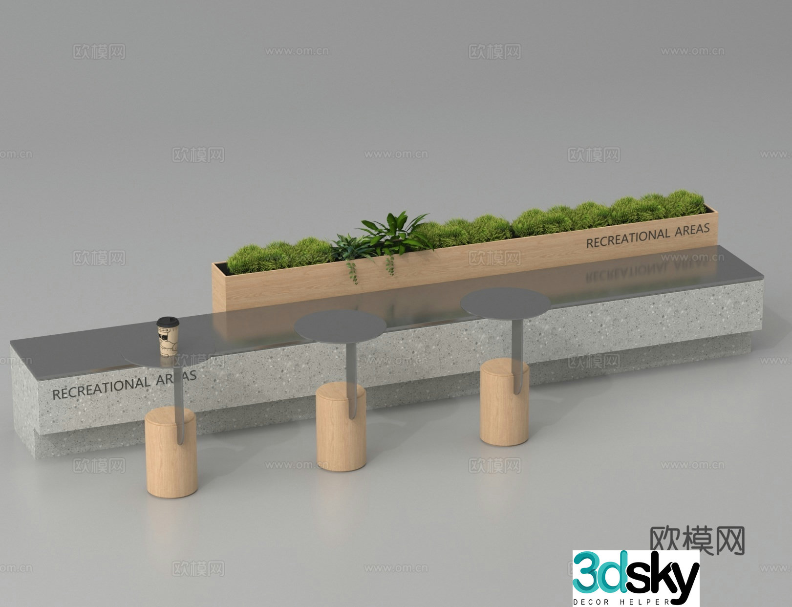 Landscape seats Outdoor seats Park seats Long bench Public seats 3d model