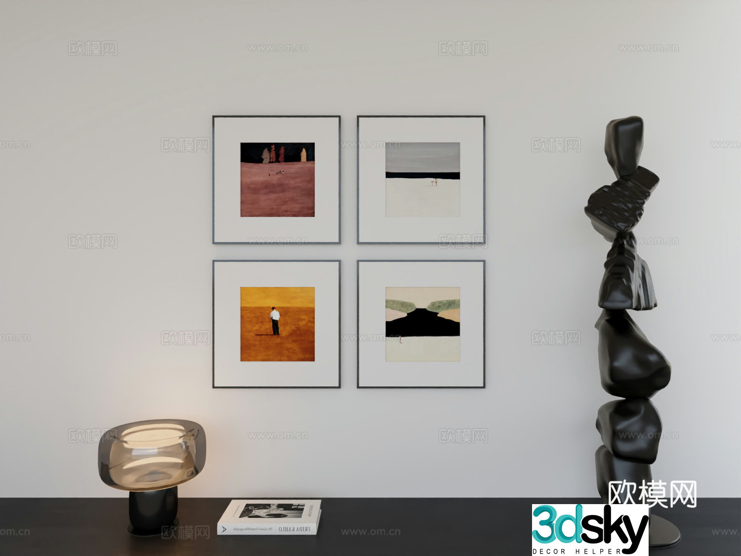 Modern minimalist hanging painting Bauhaus minimalist array hanging painting 3D model