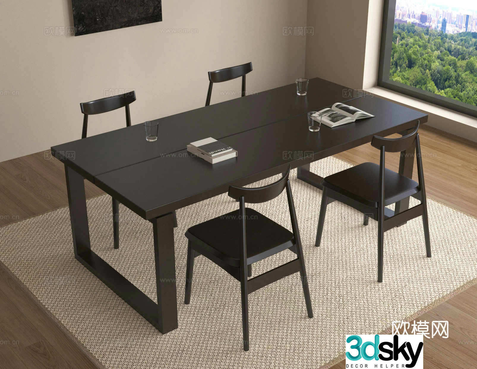 Office desk and chairs Conference table and chairs 3d model