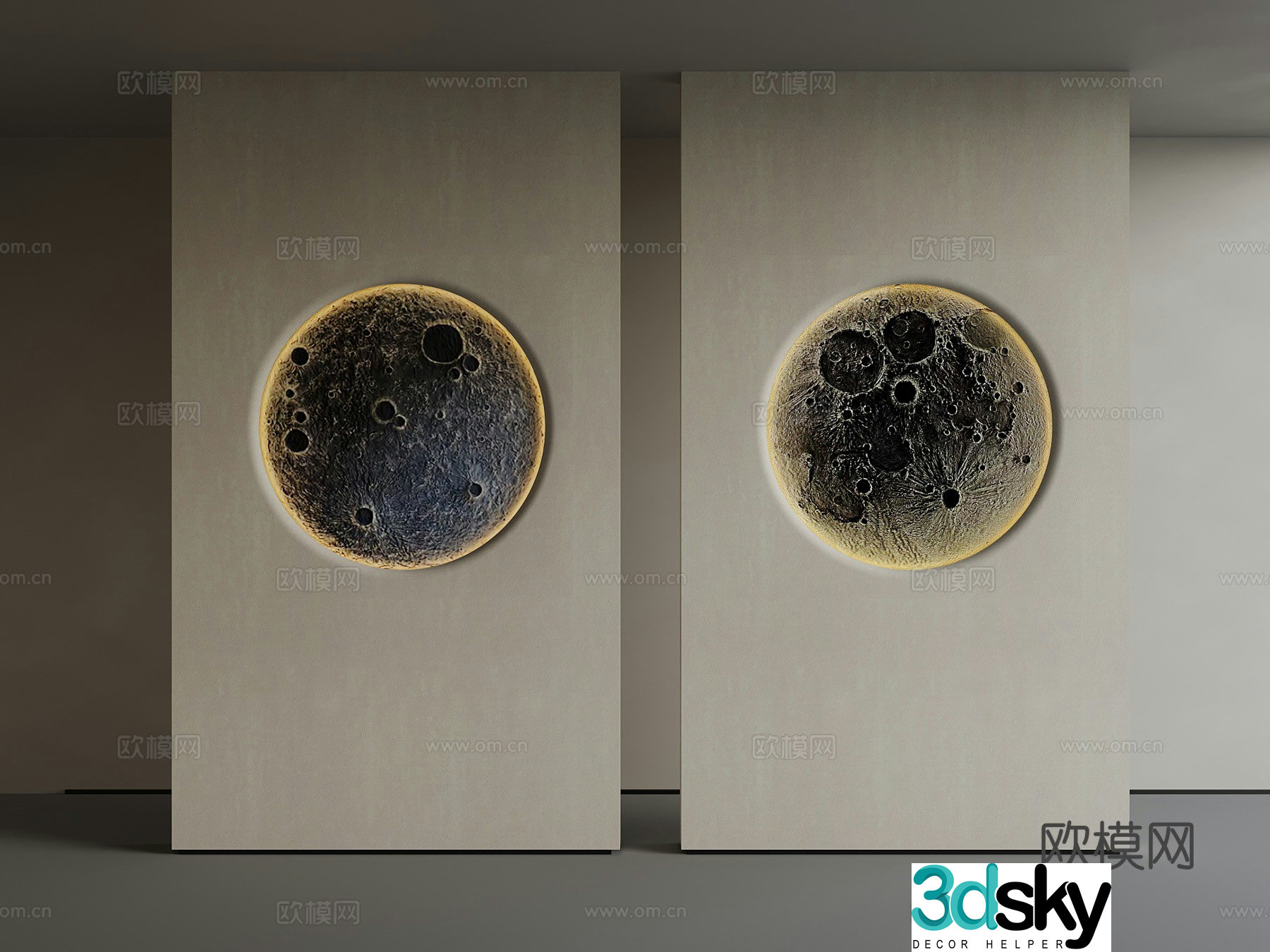 Modern moonlight porch partition wall 3d model