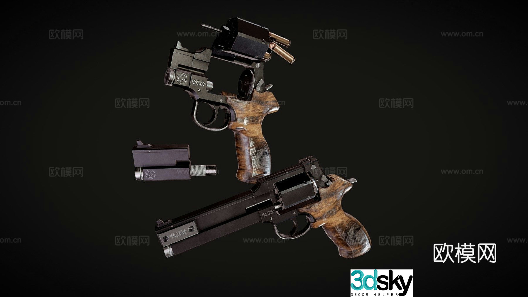 Mattba 2006M Revolver - low-poly asset 3d model for gaming