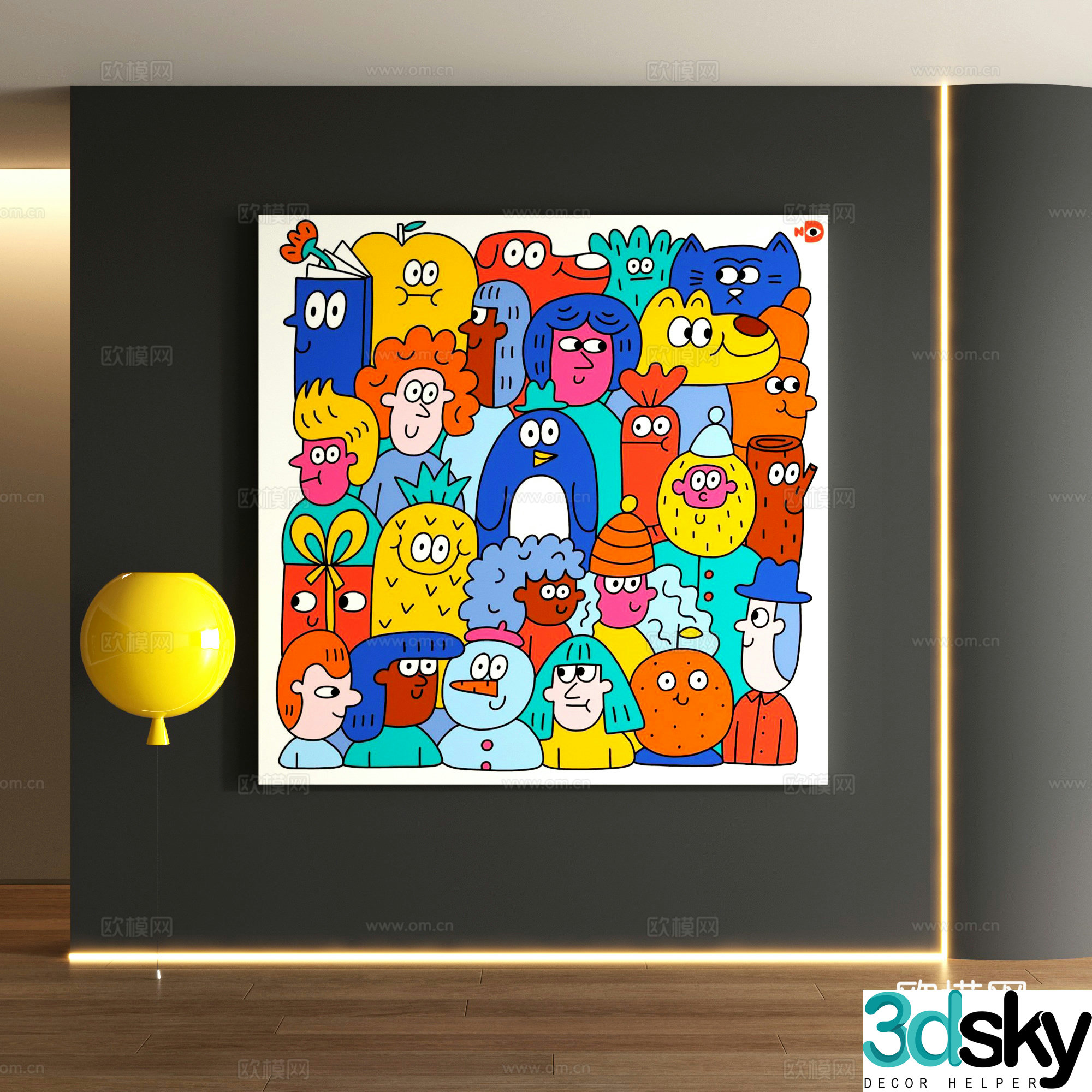 Dopamine decorative painting 3d model
