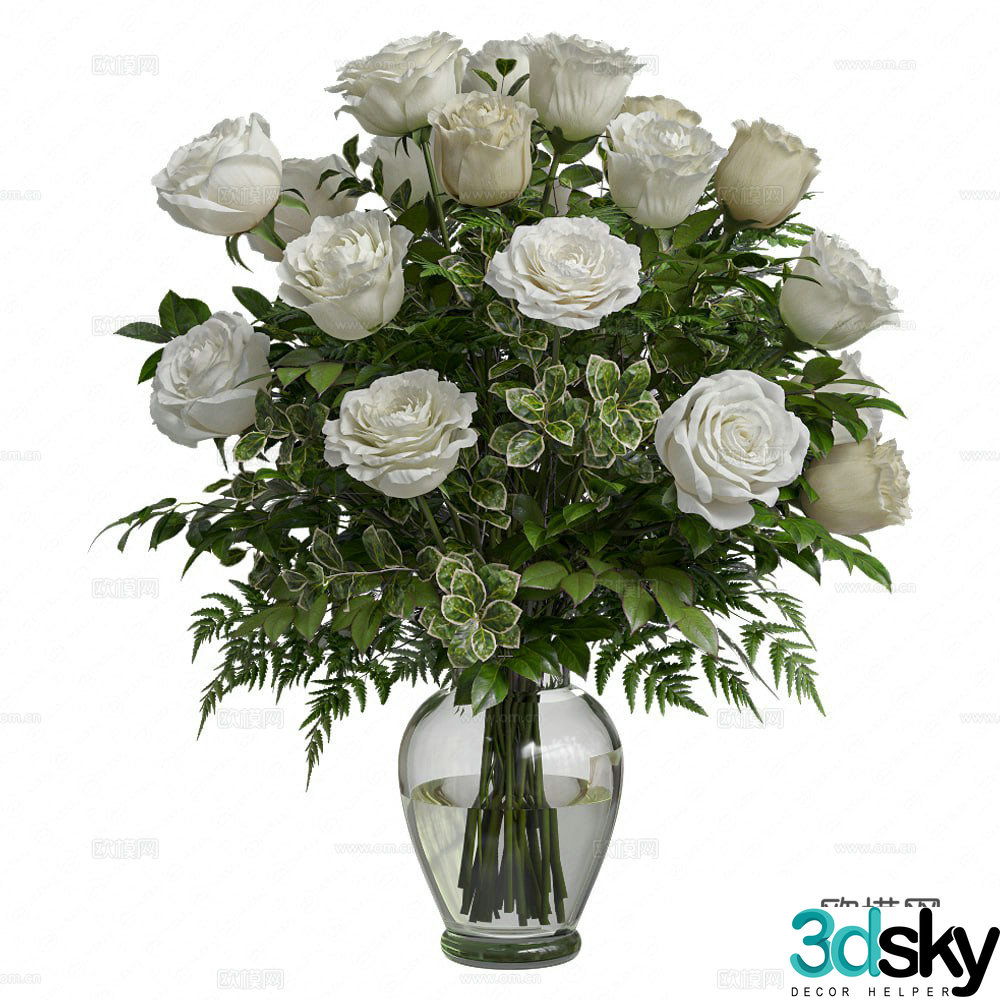 Modern vase flower art 3d model