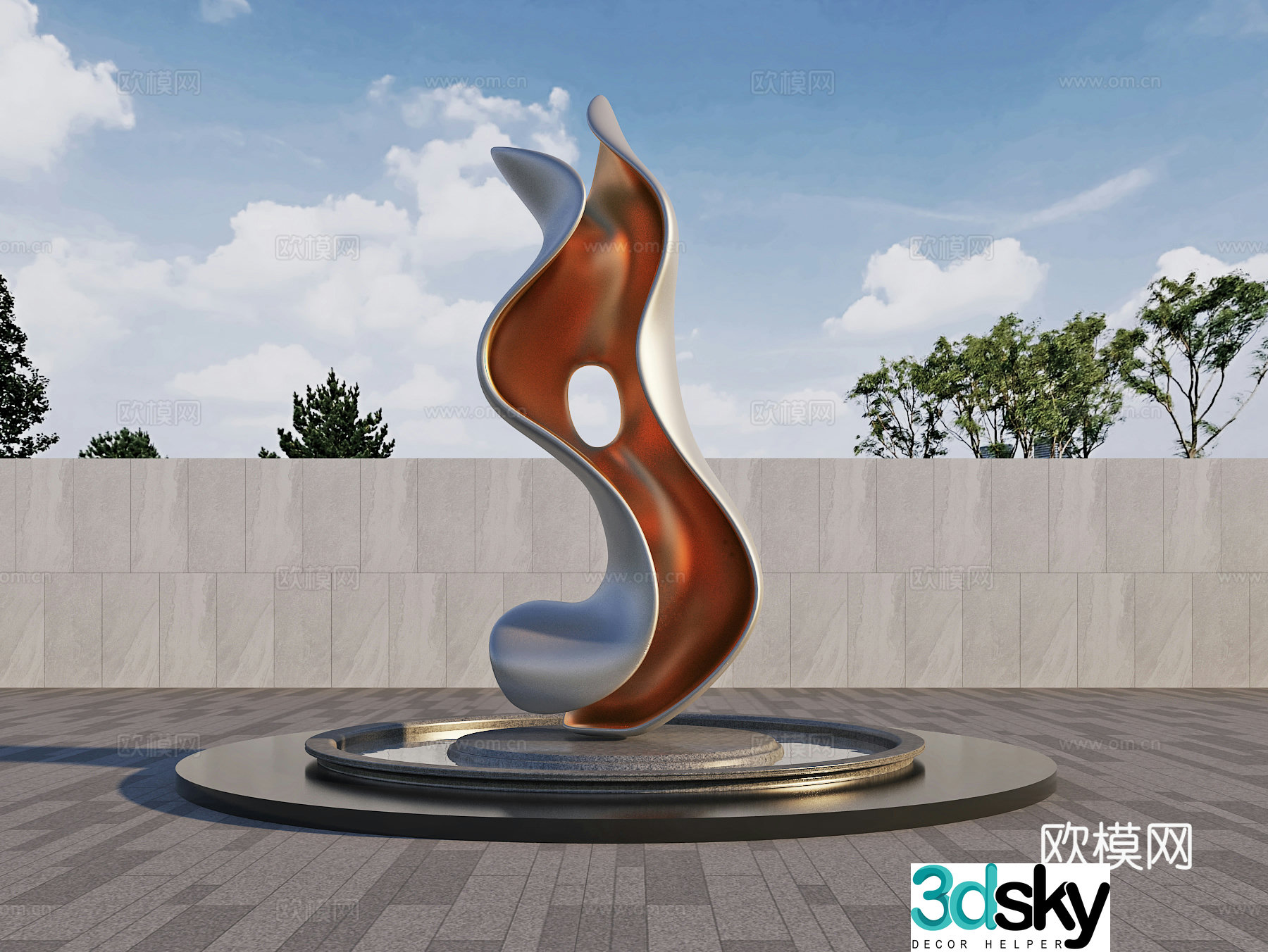 Square installation Sculpture Landscape Art sketch 3d model