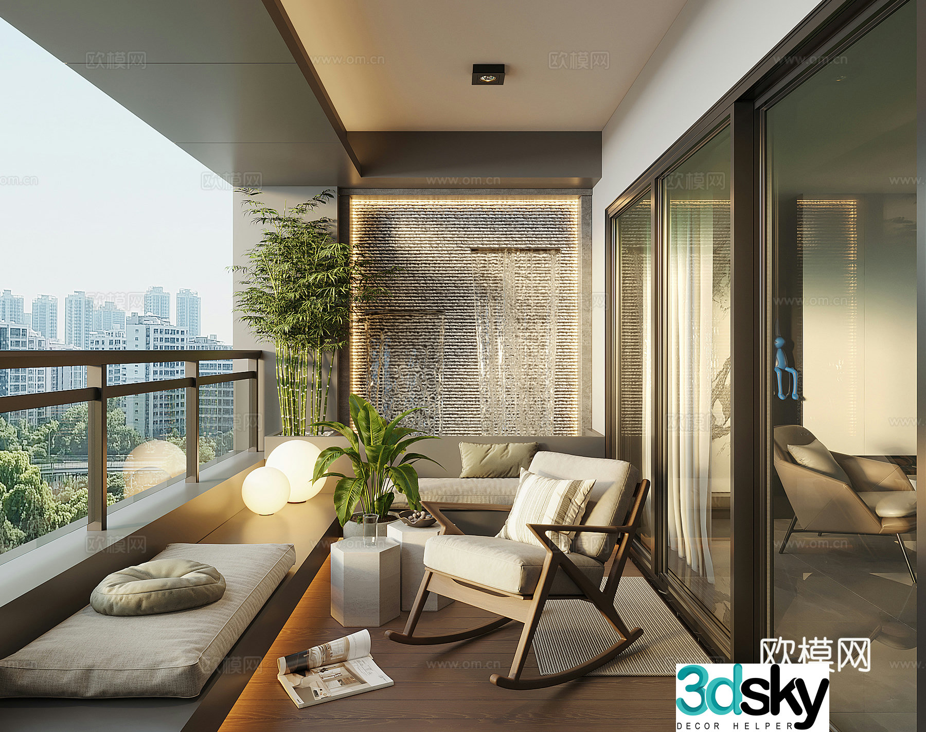Modern balcony garden 3d model