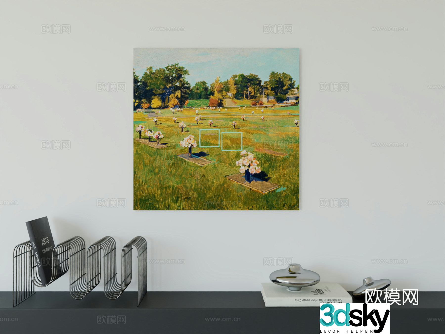 Modern minimalist hanging painting Bauhaus art hanging painting 3d model