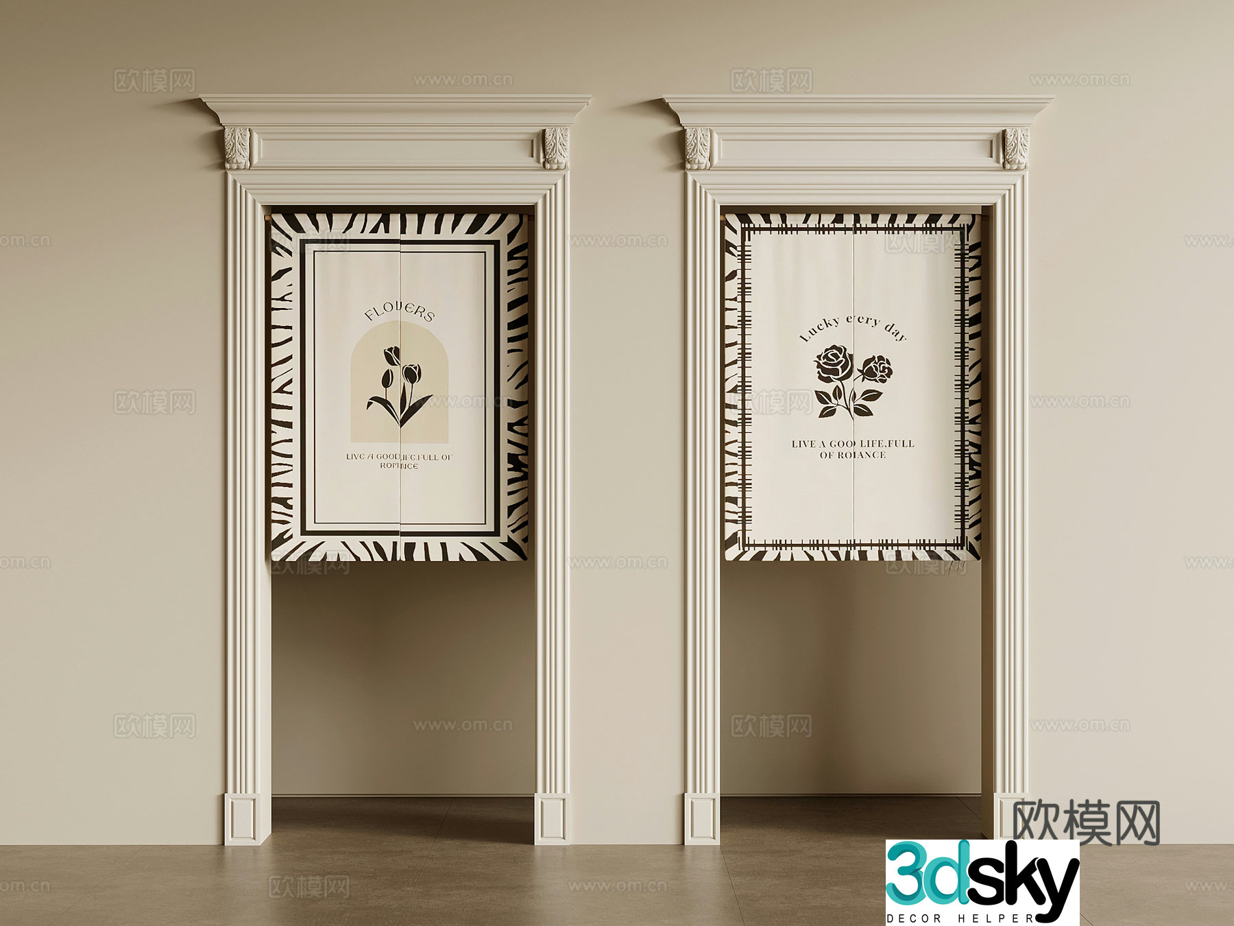 Door curtain French door curtain Door cover Door hole 3D model