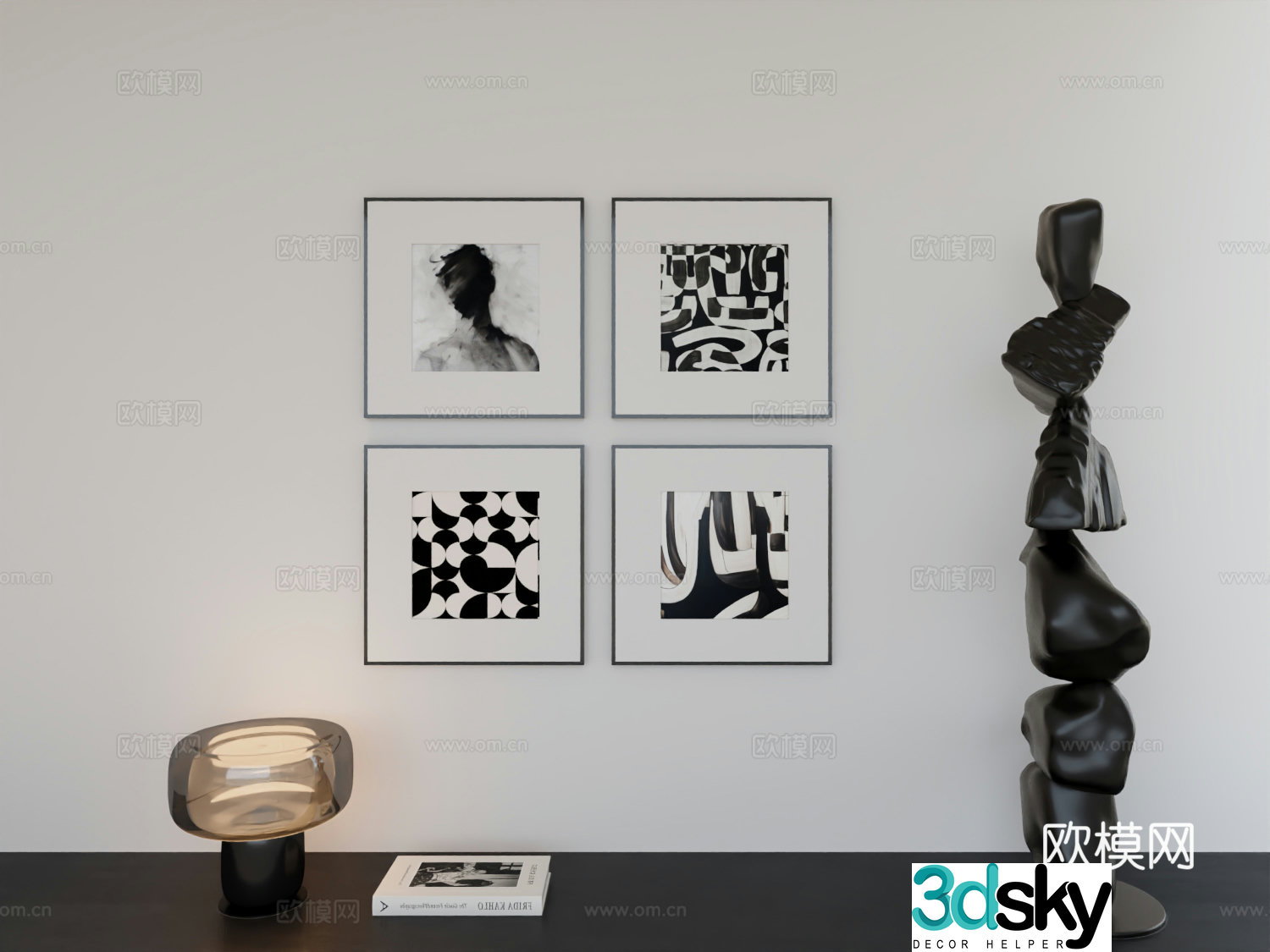 Modern minimalist hanging painting minimalist array hanging painting 3D model
