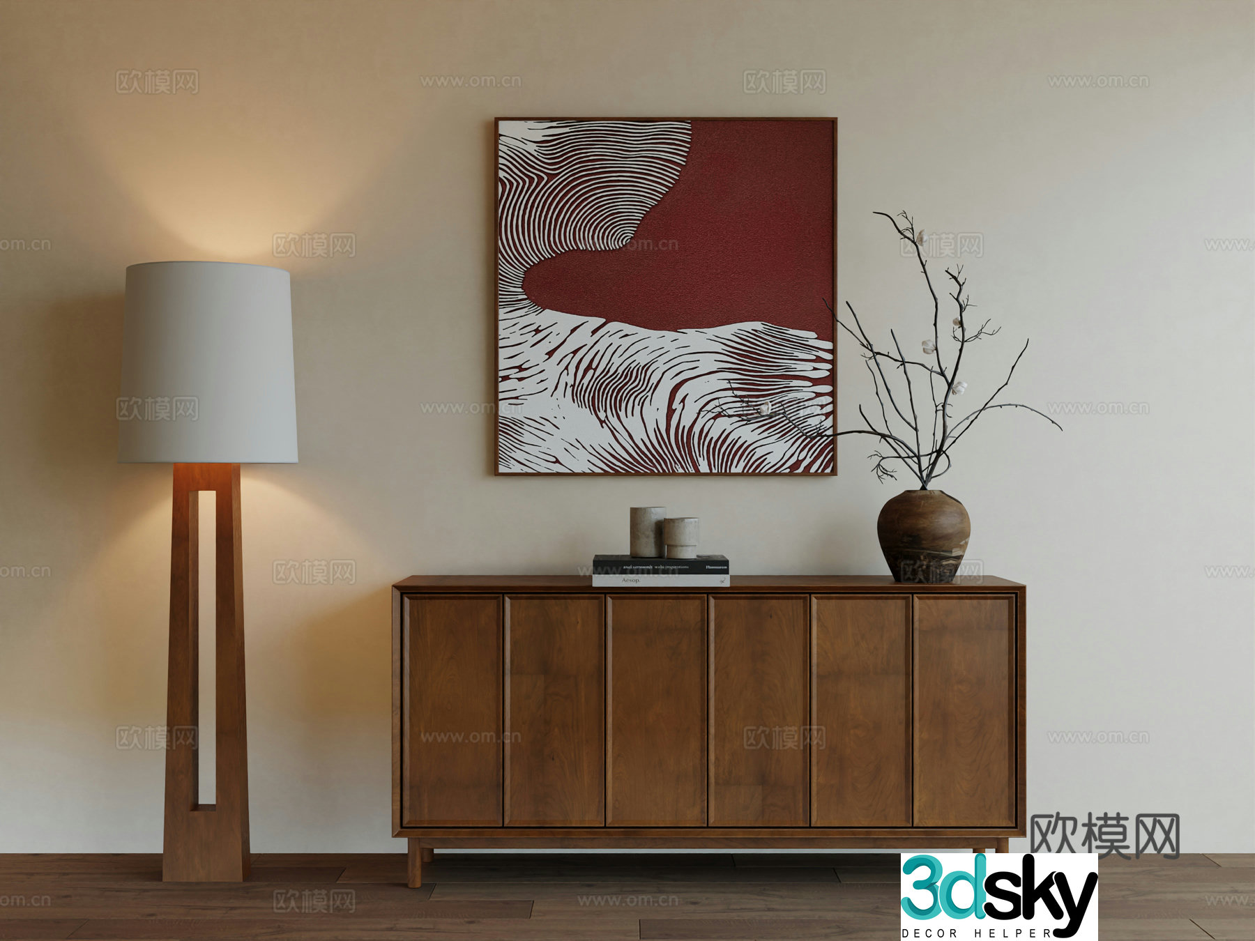Middle Ages Wabi Retro Advanced Art Hanging Painting 3D Model