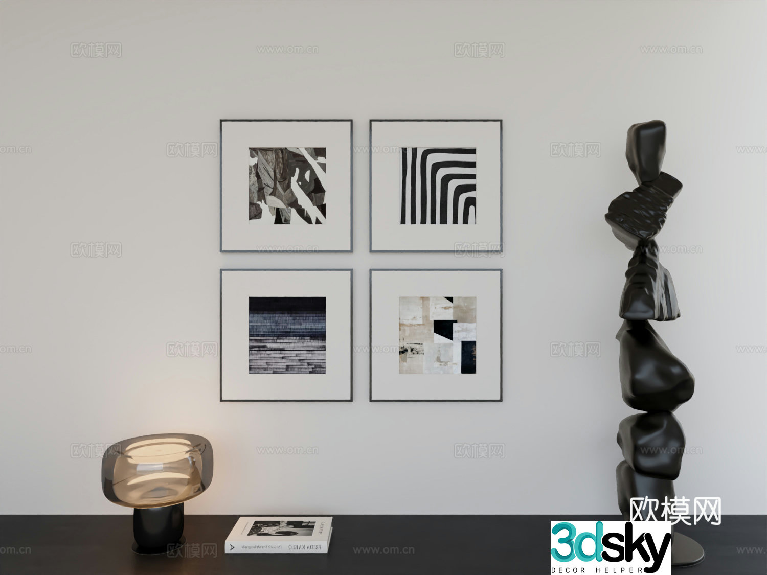 Modern minimalist hanging painting minimalist array hanging painting 3D model