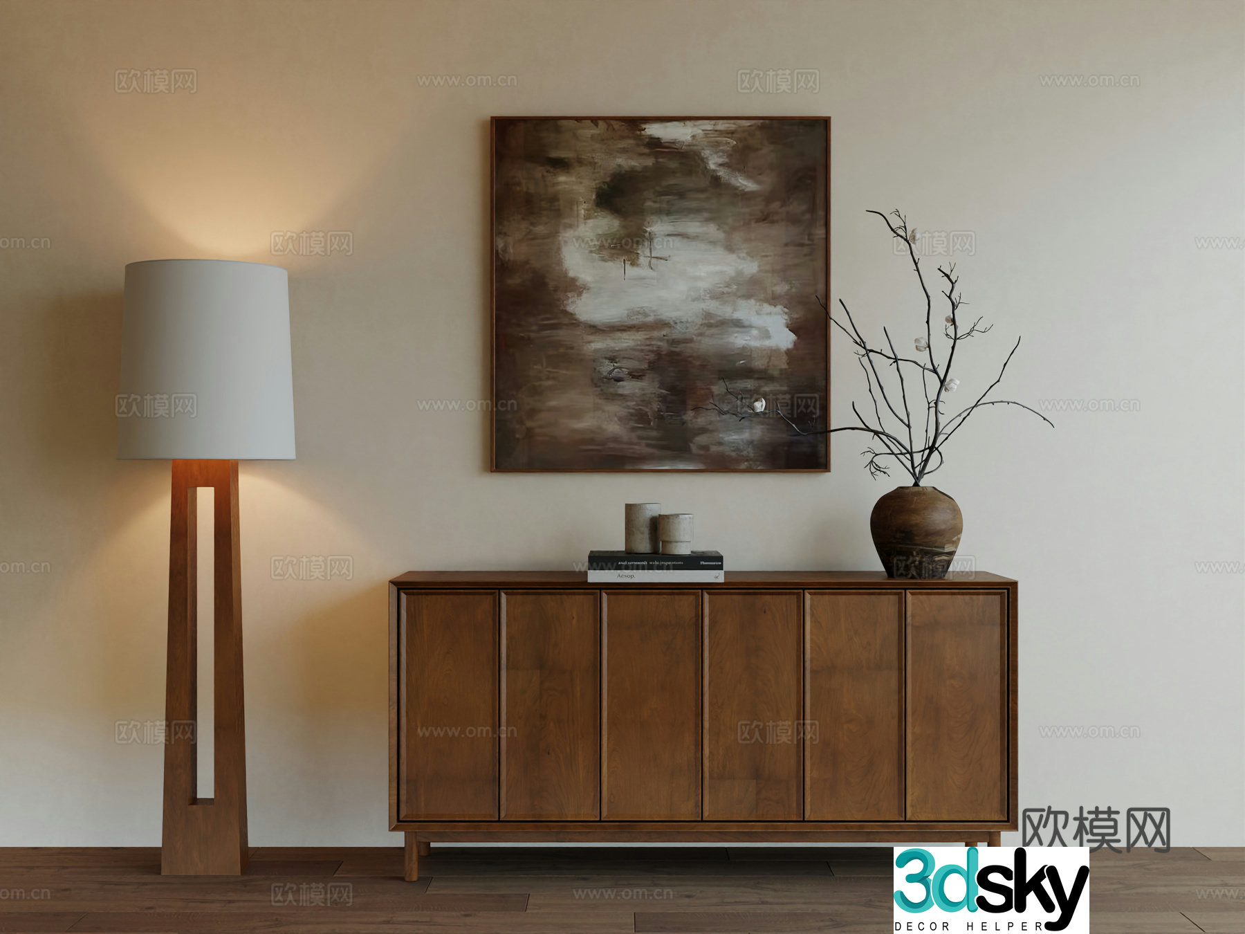Middle Ages Wabi Retro Advanced Art Hanging Painting 3D Model