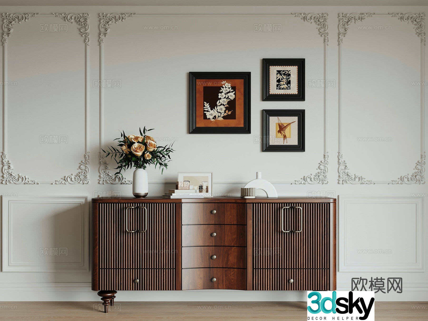 American side cabinet 3D model