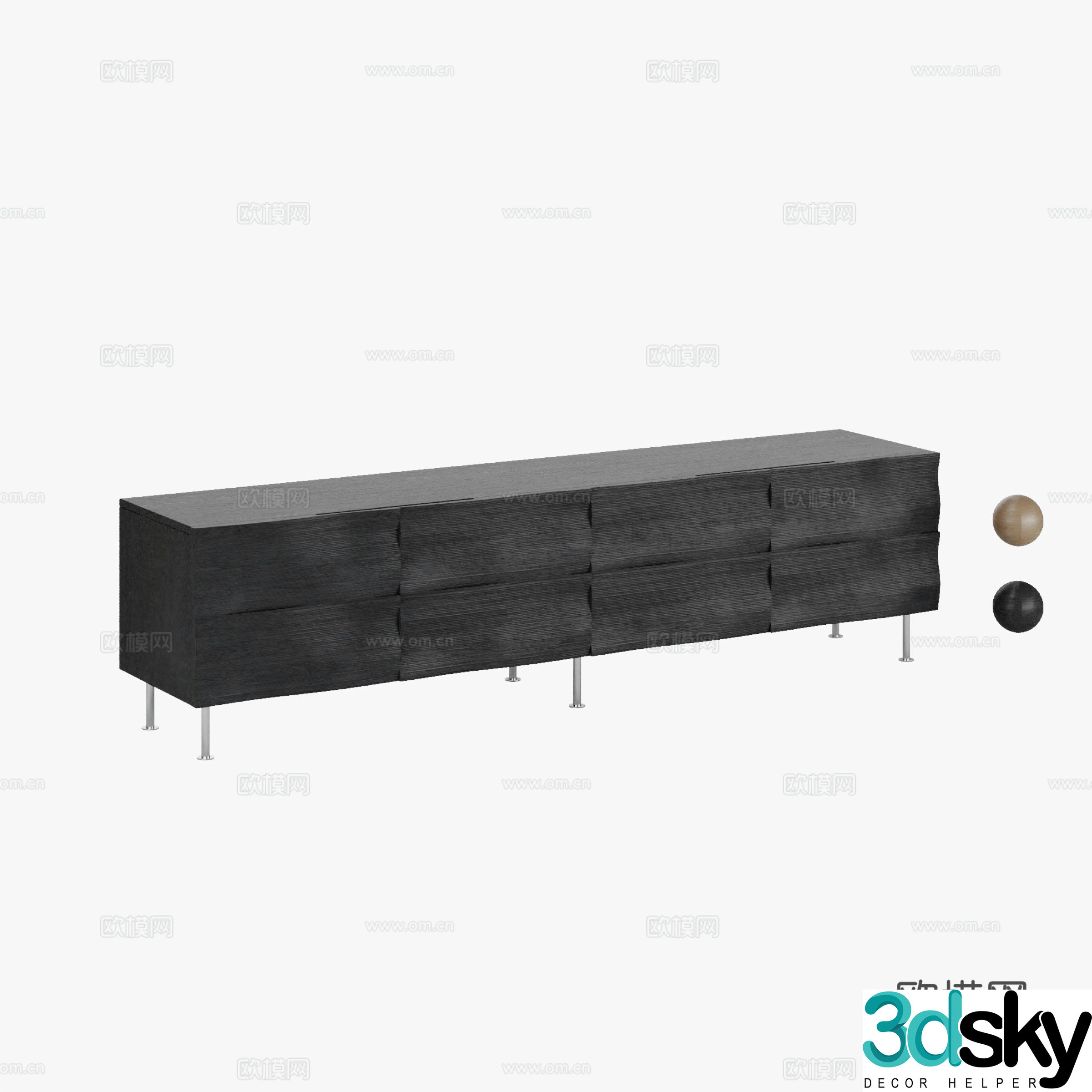 Leisure Ripples TV Cabinet Medium Style TV Cabinet 3D Model