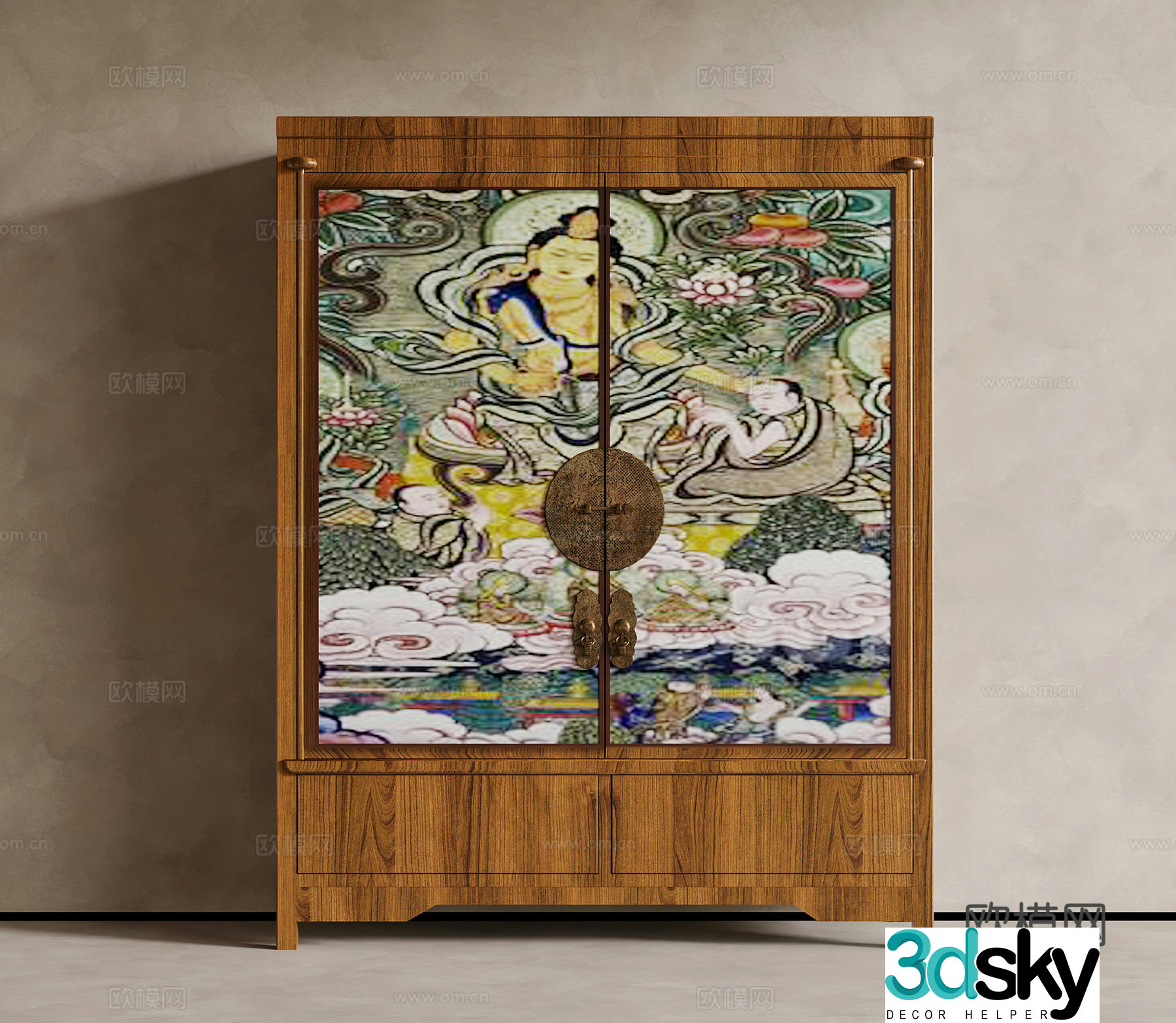 Wardrobe New Chinese style wardrobe Freestyle wardrobe 3D model