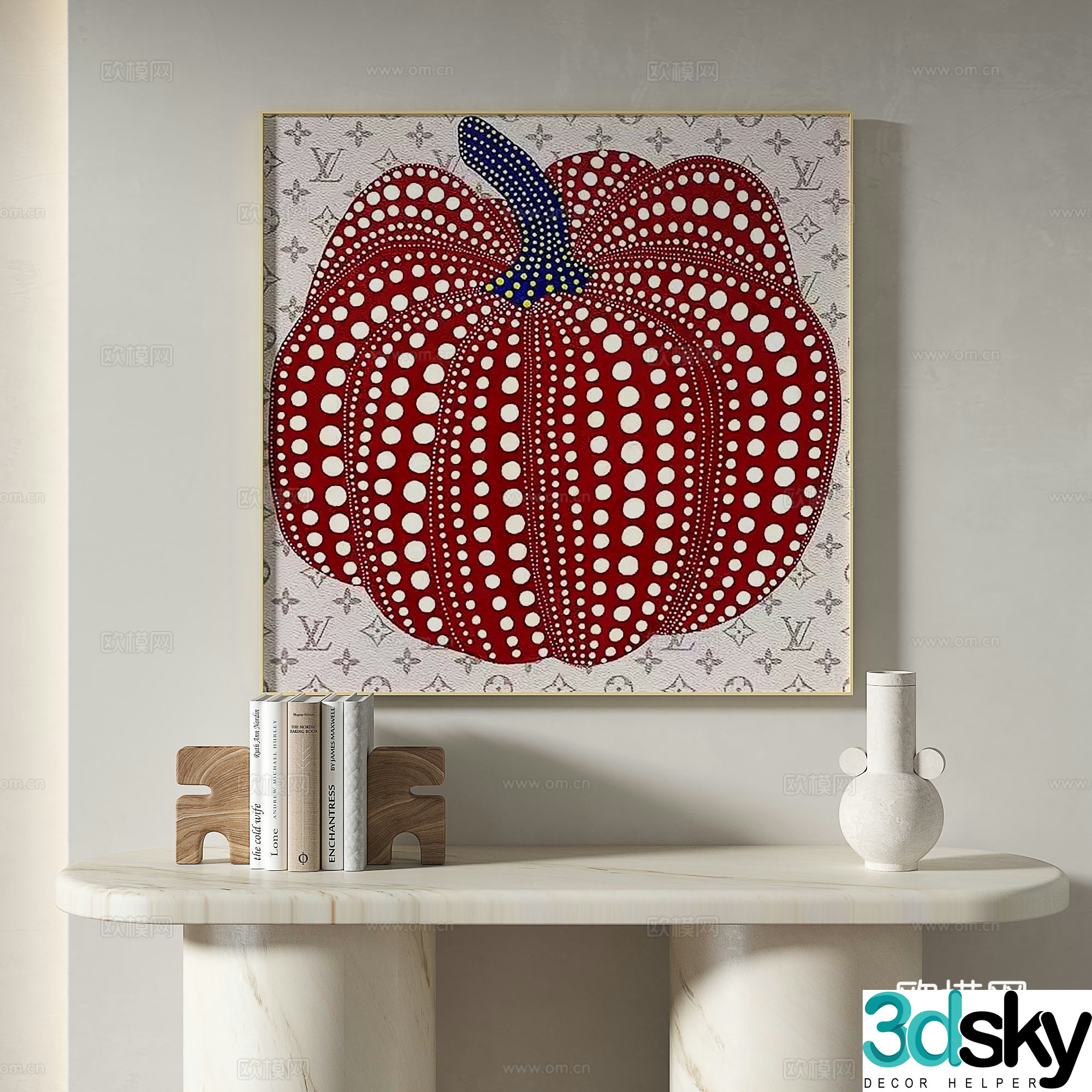 Modern minimalist creamy style retro abstract decorative painting 3d model