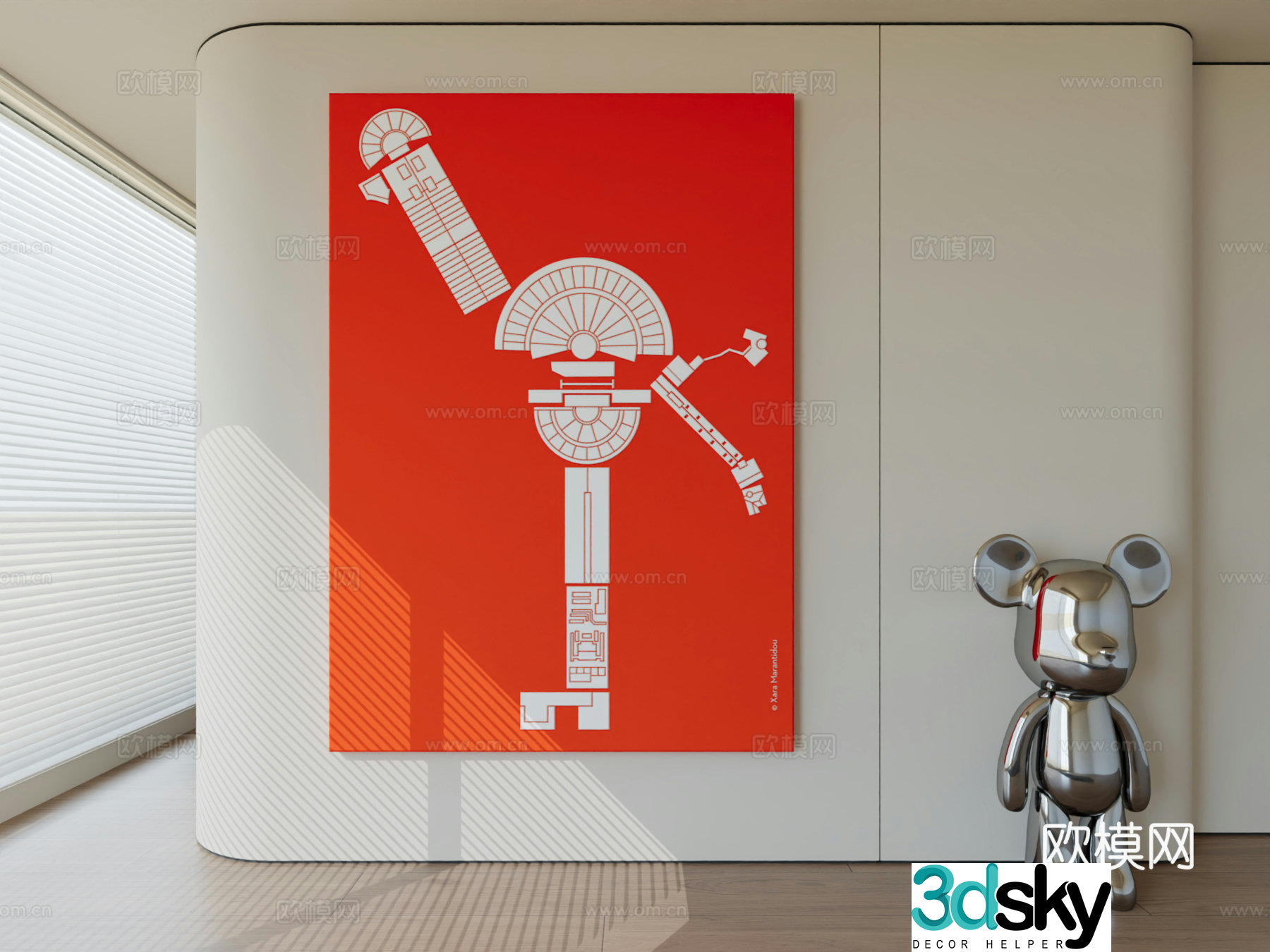 Modern minimalist hanging painting abstract art hanging painting 3d model
