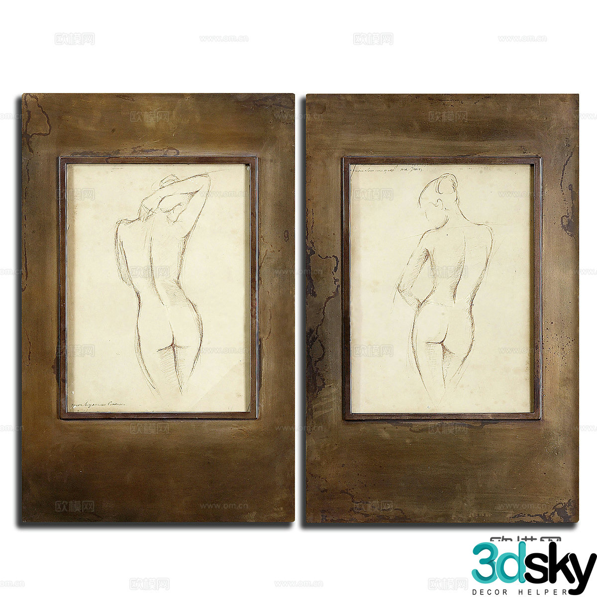 Modern abstract art hanging painting 3d model