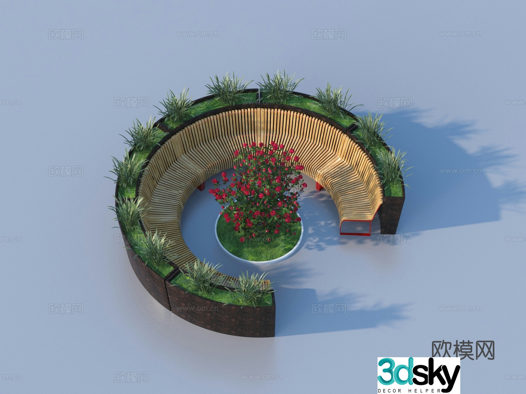 Tree Pool Sitting Bench Tree Pool Flower Bed 3D Model