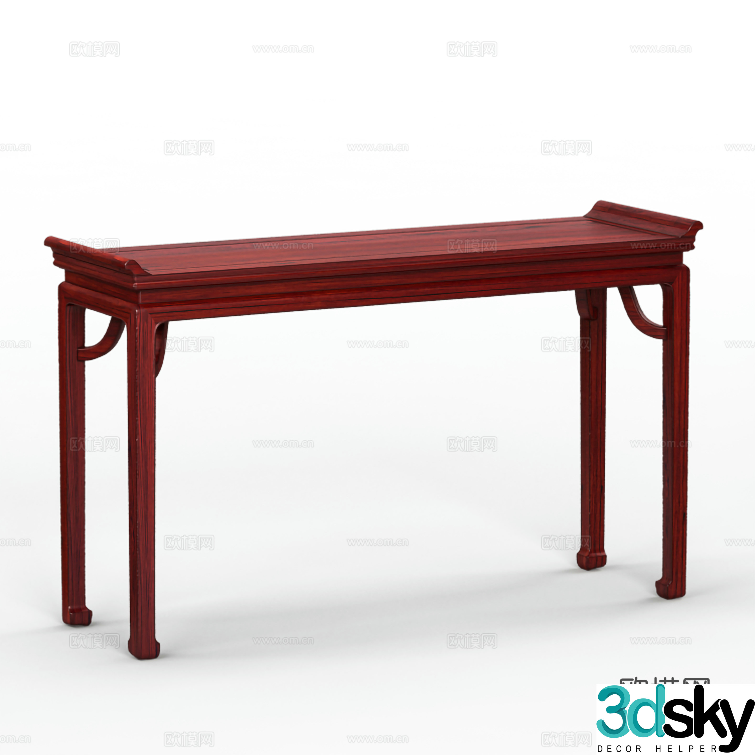 Chinese style strip solid wood mahogany 3d model