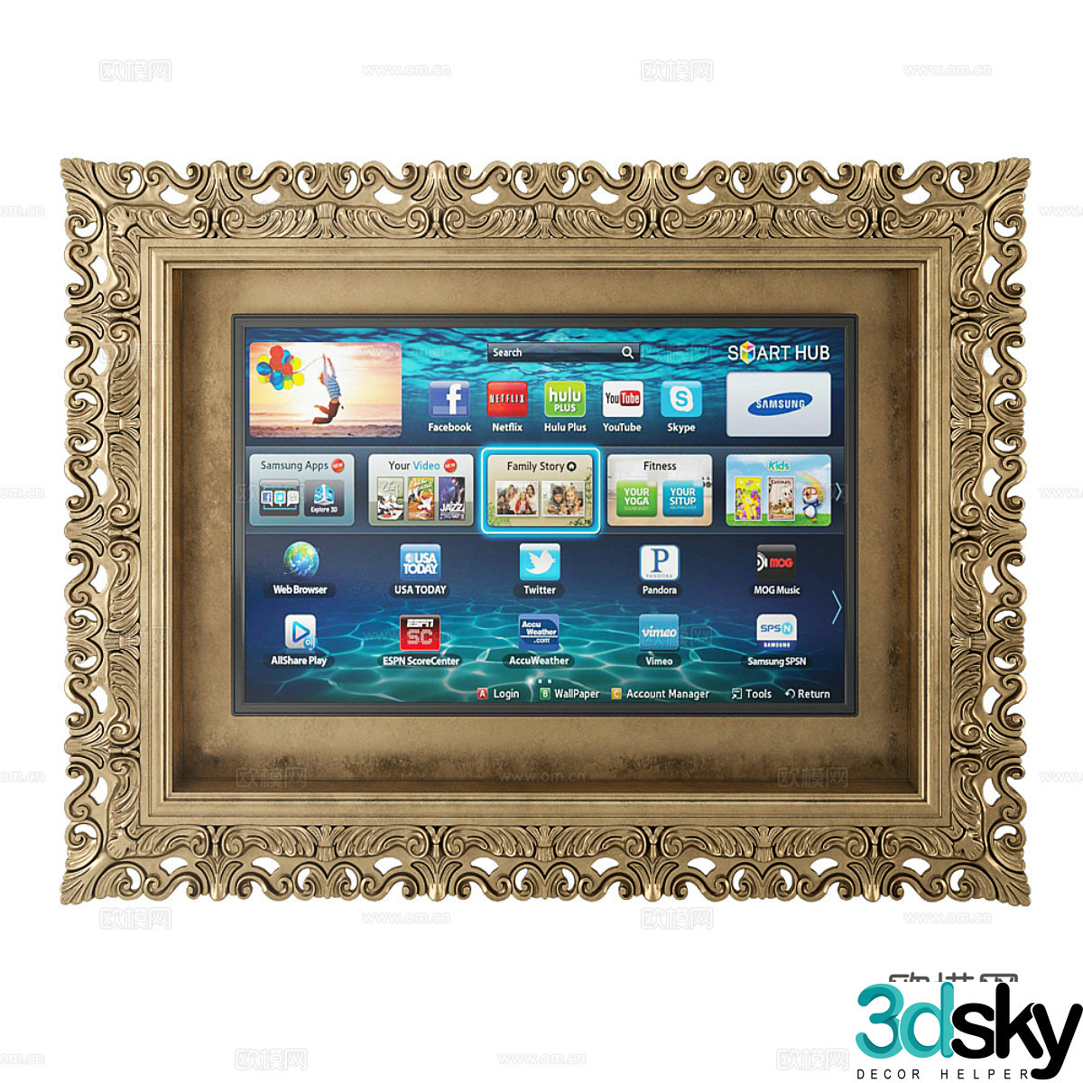 French European TV frame 3D model