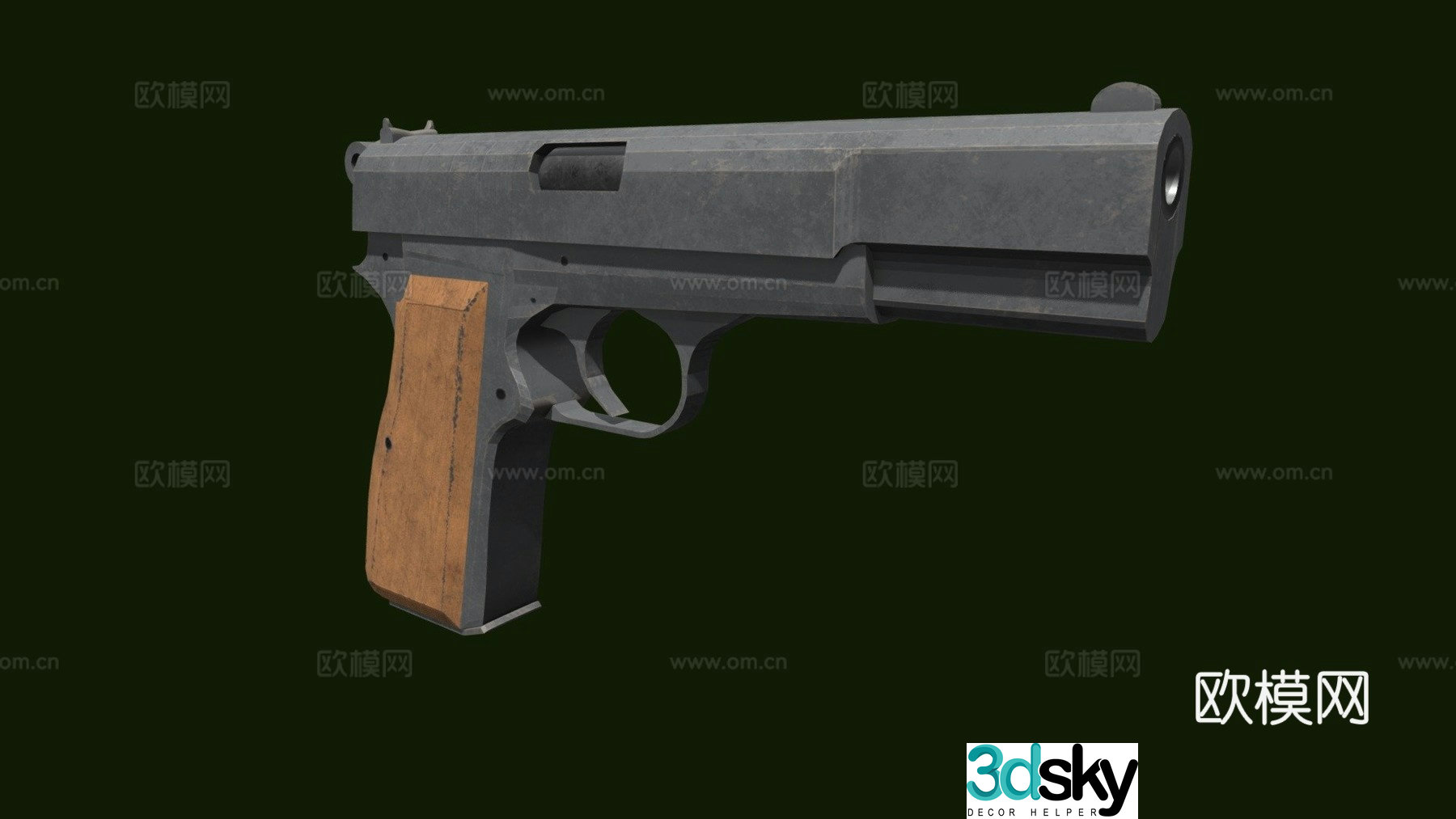 Browning Hi-Power (Textured Version) Martinez Daniel 3d model