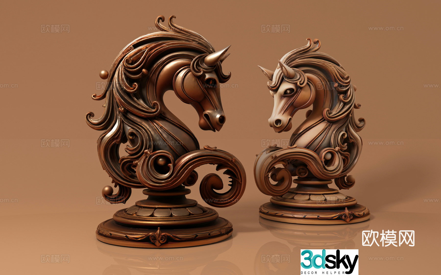 Horse head zodiac ornaments sculpture animal sculpture artistic creativity chess seal 3d model
