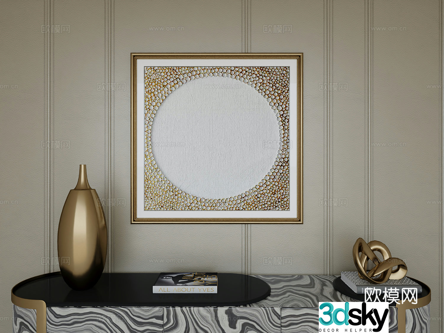 Italian light luxury high-end hanging painting 3D model