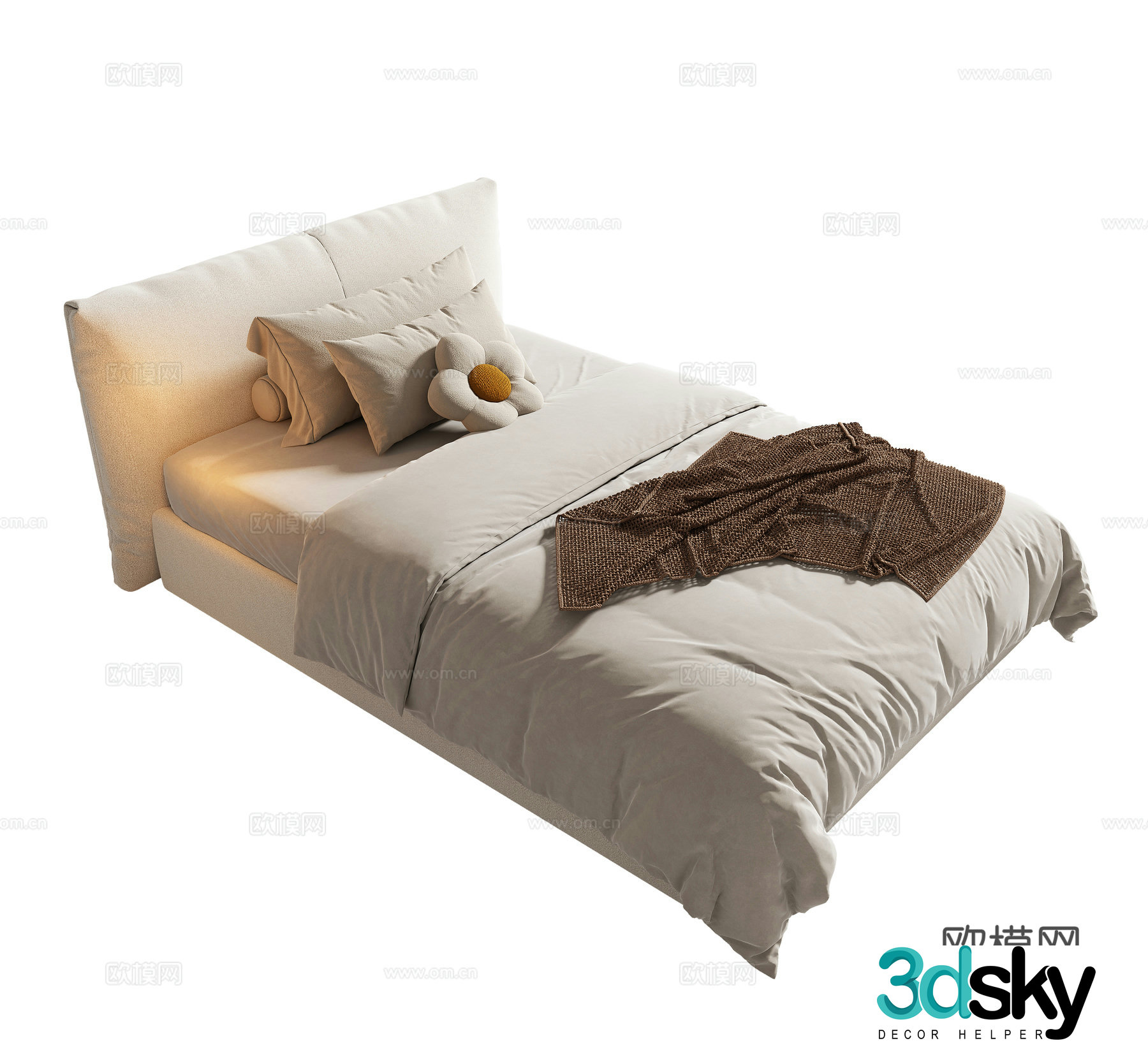Modern single bed 3d model