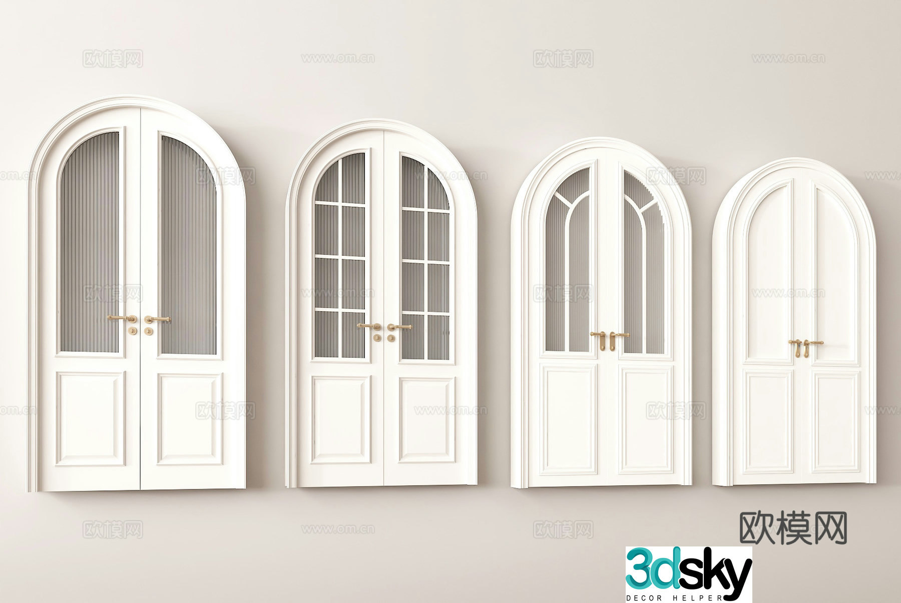 European style home door and window design Interior door style metal handle door glass door design 3D model
