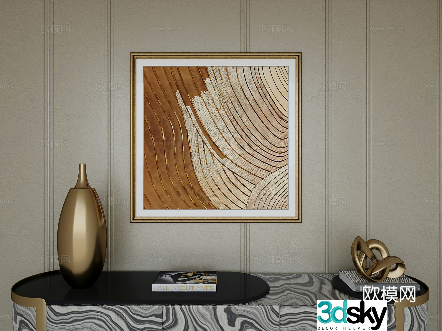 Italian light luxury high-end hanging painting 3D model