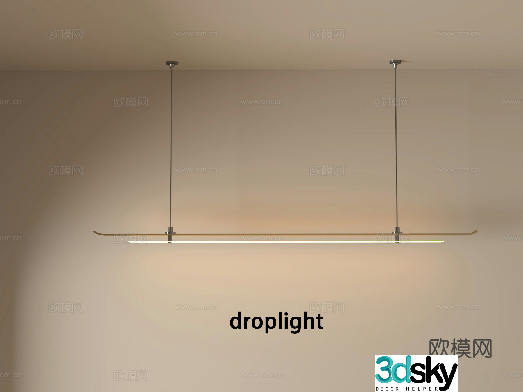 New Chinese style Song style aesthetic strip lamp chandelier study chandelier 3D model