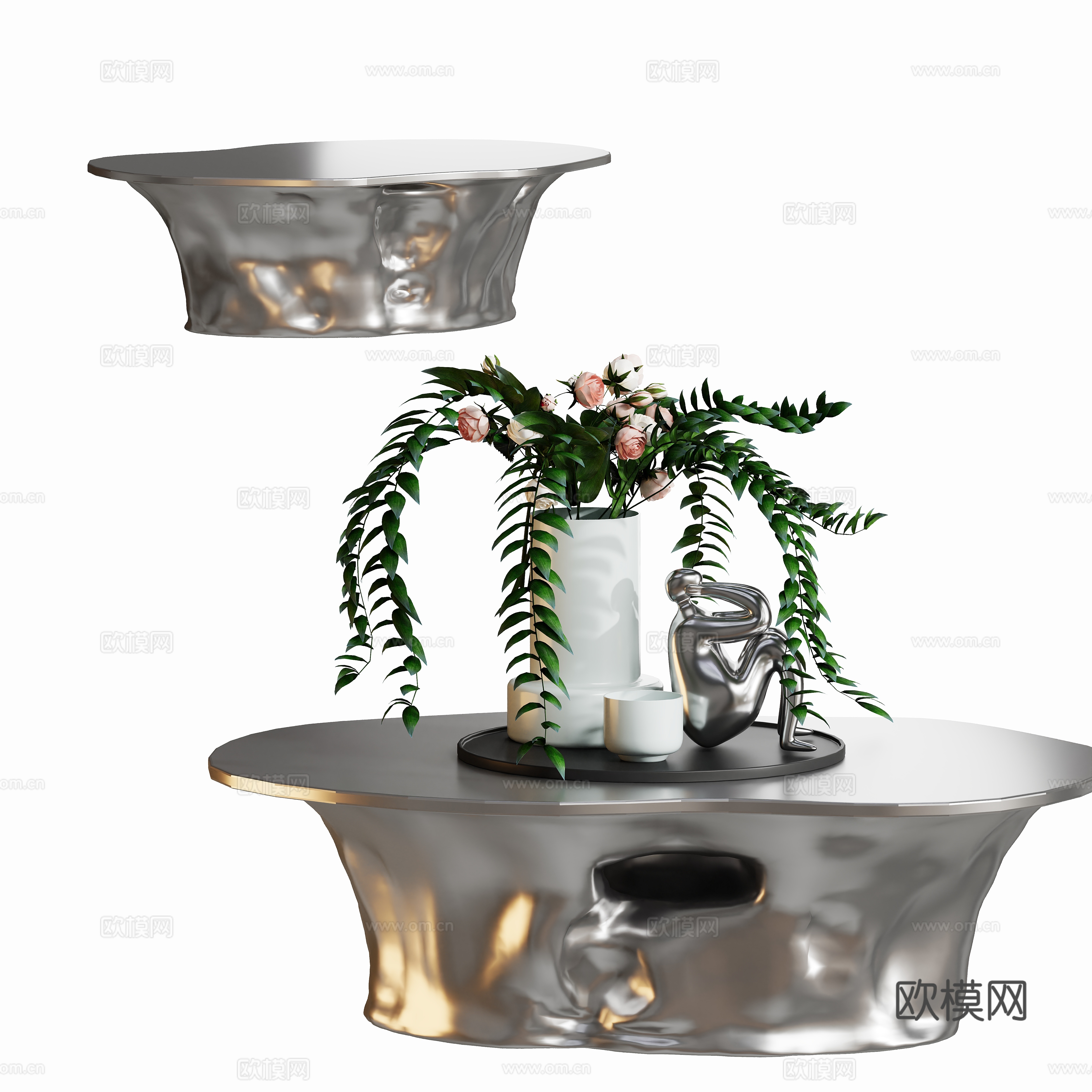 Modern metal special-shaped coffee table 3D model