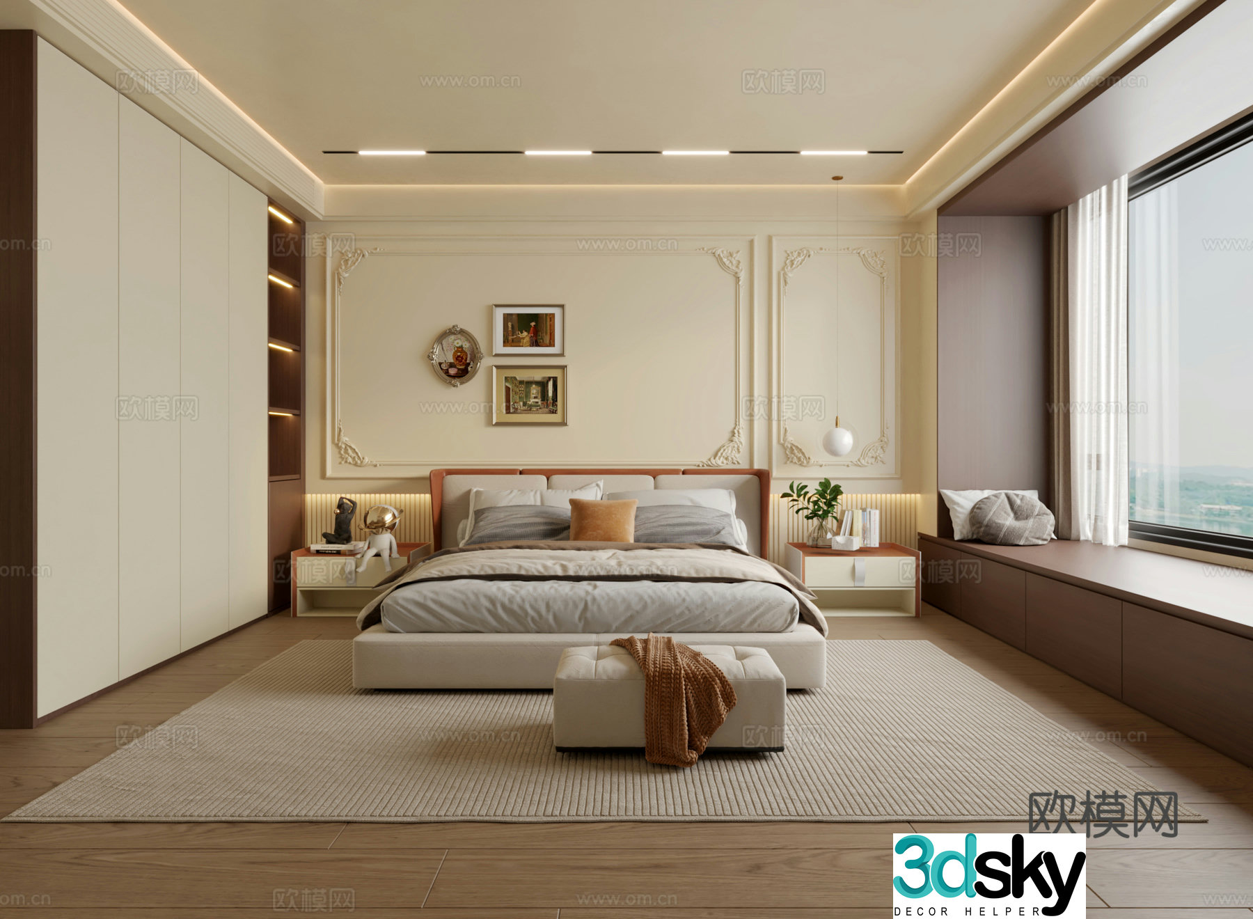 French medieval style bedroom 3d model