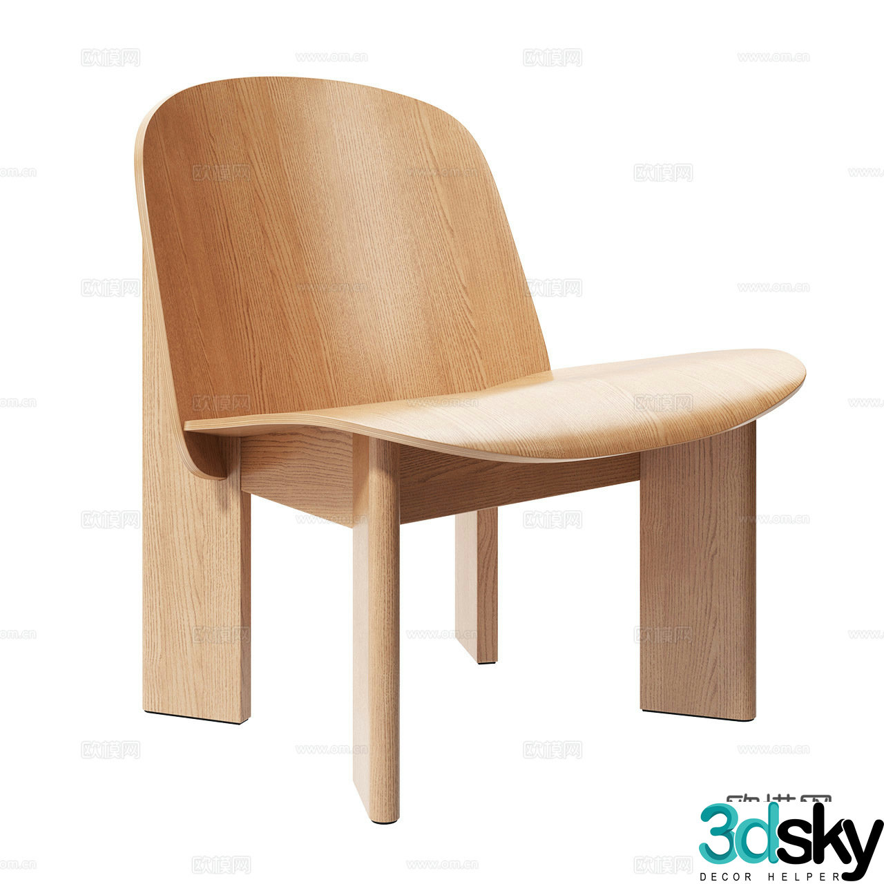 Hay Nordic leisure chair Minimalist leisure chair Wooden chair Solid wood leisure chair Log leisure chair 3d model
