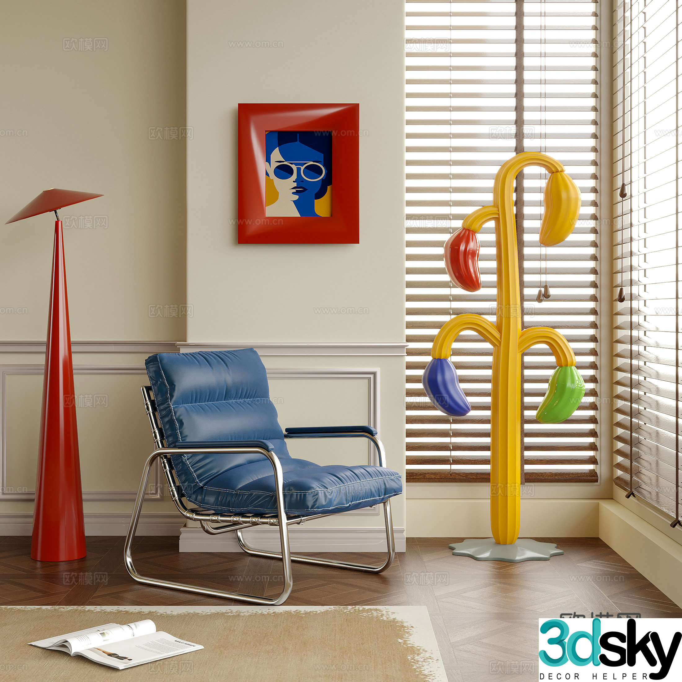 Modern Bauhaus lounge chair dopamine single chair floor lamp 3d model