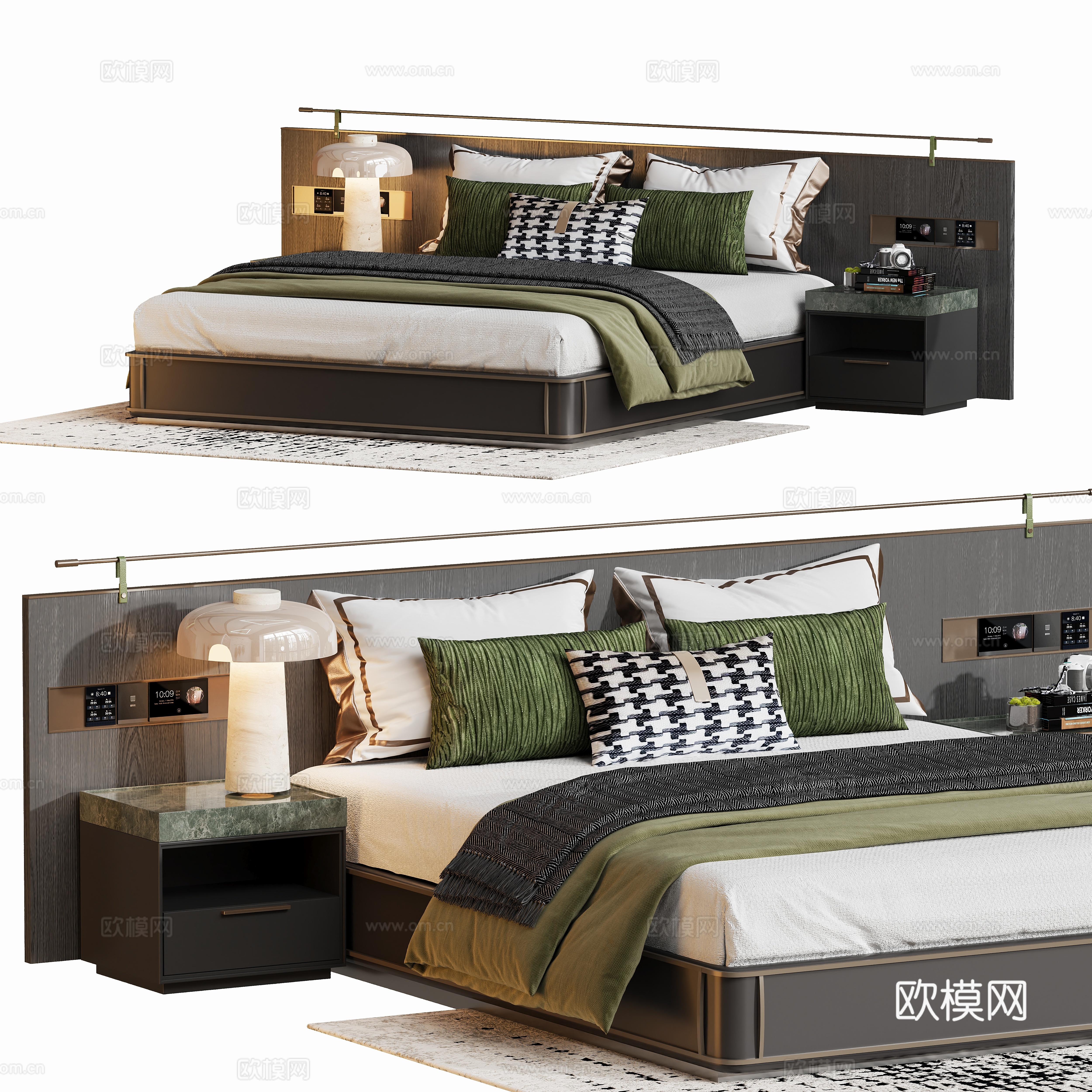 Retro light luxury double bed 3d model